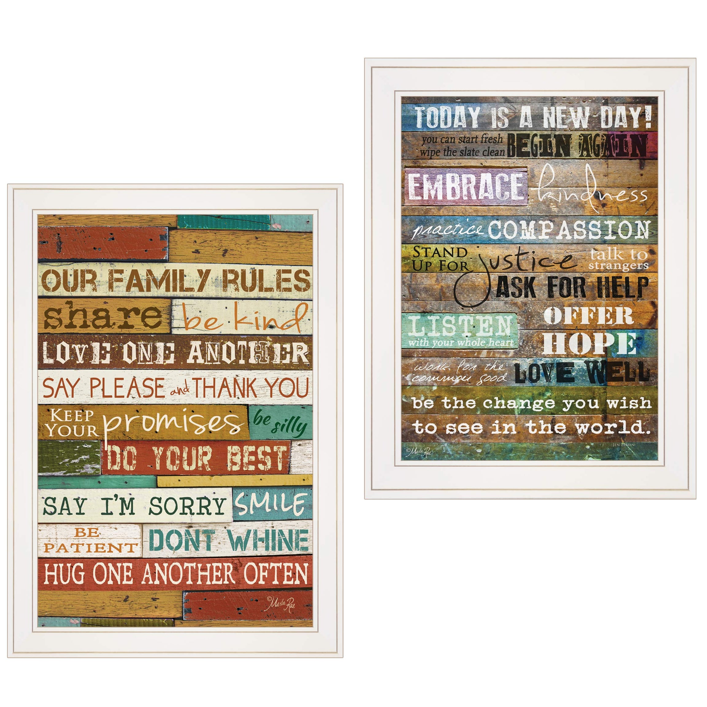 "Today Is" 2-Piece Vignette by Marla Rae, White Frame--1