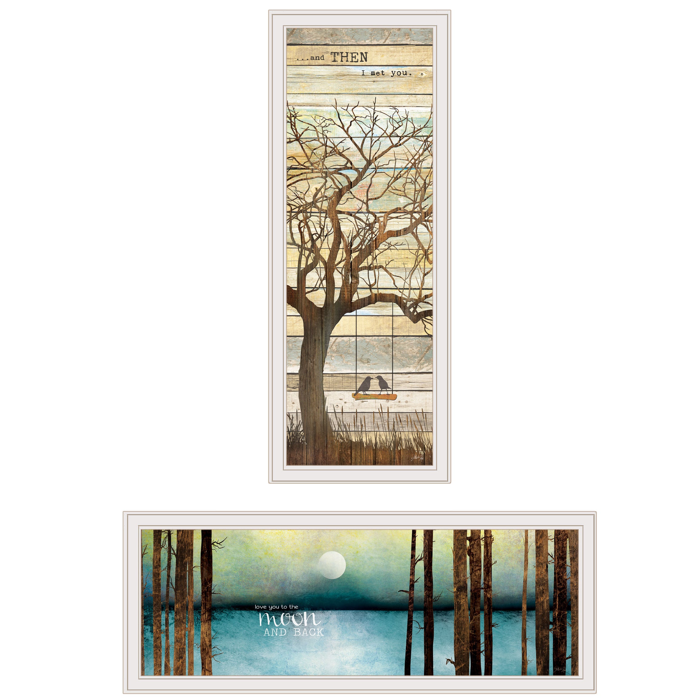 "I met You/Living your Dreams" 2-Piece Vignette by Marla Rae, White Frame--1