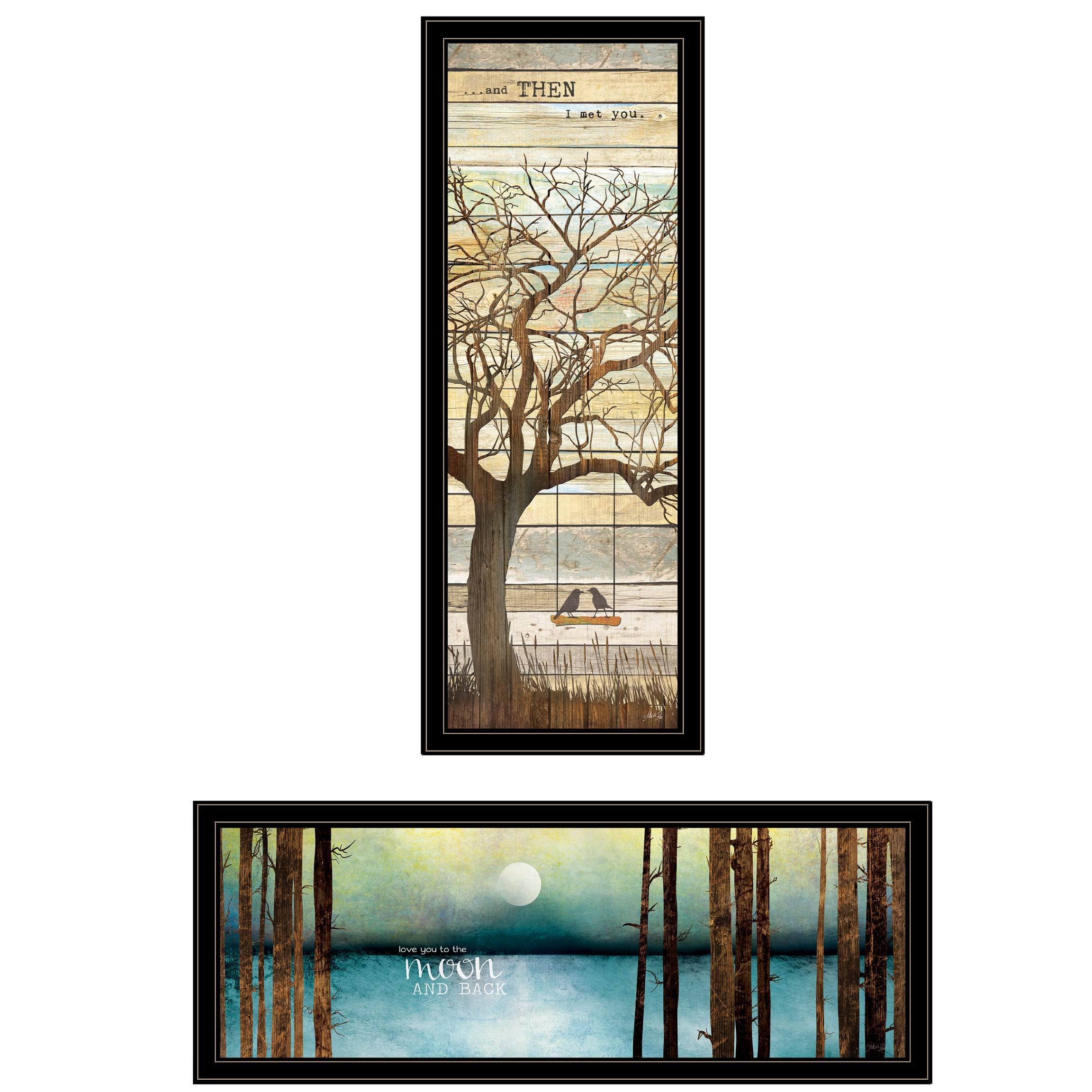 "I met You/Living your Dreams" 2-Piece Vignette by Marla Rae, Black Frame--1