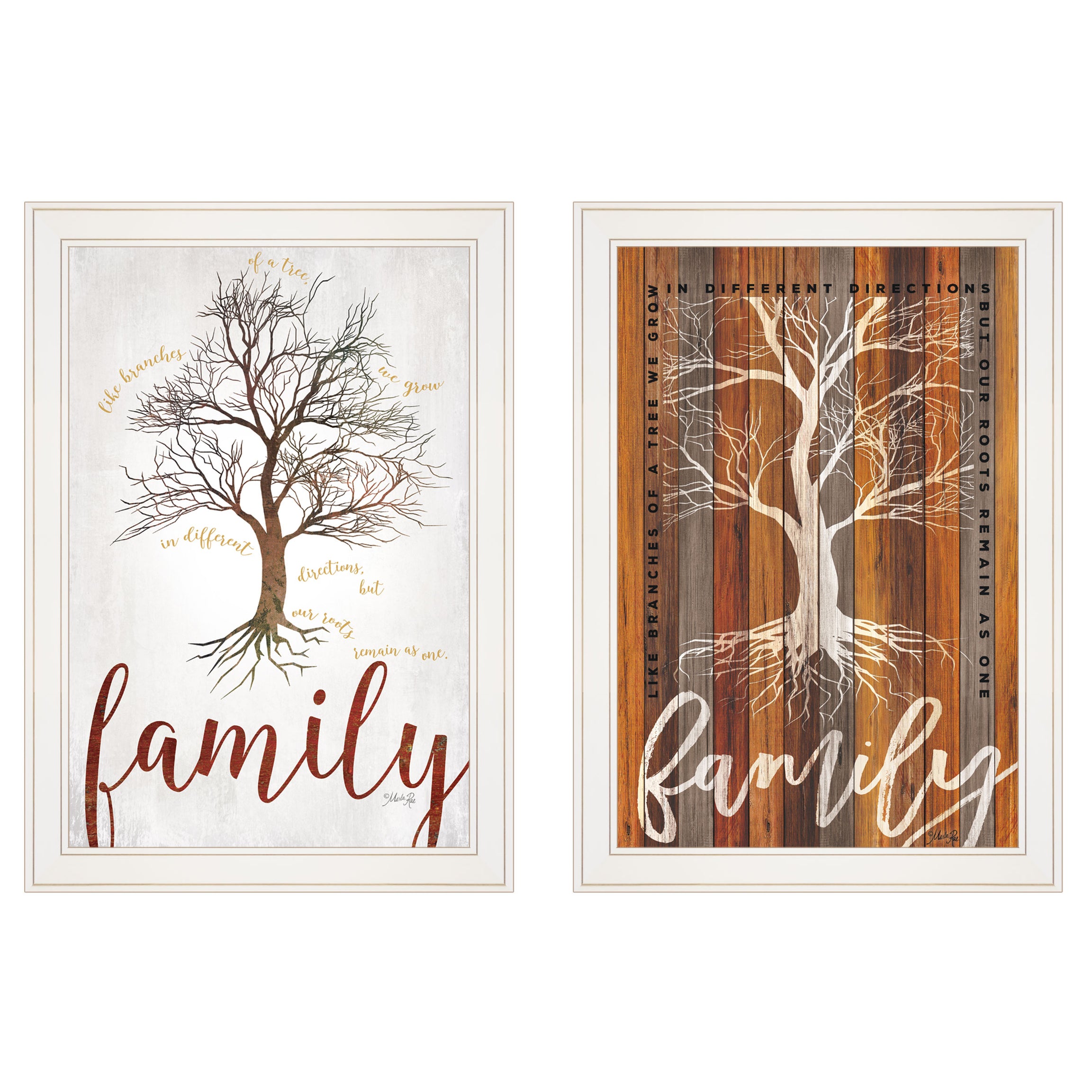 "Family Tree/ Roots" 2-Piece Vignette by Marla Rae, White Frame--1