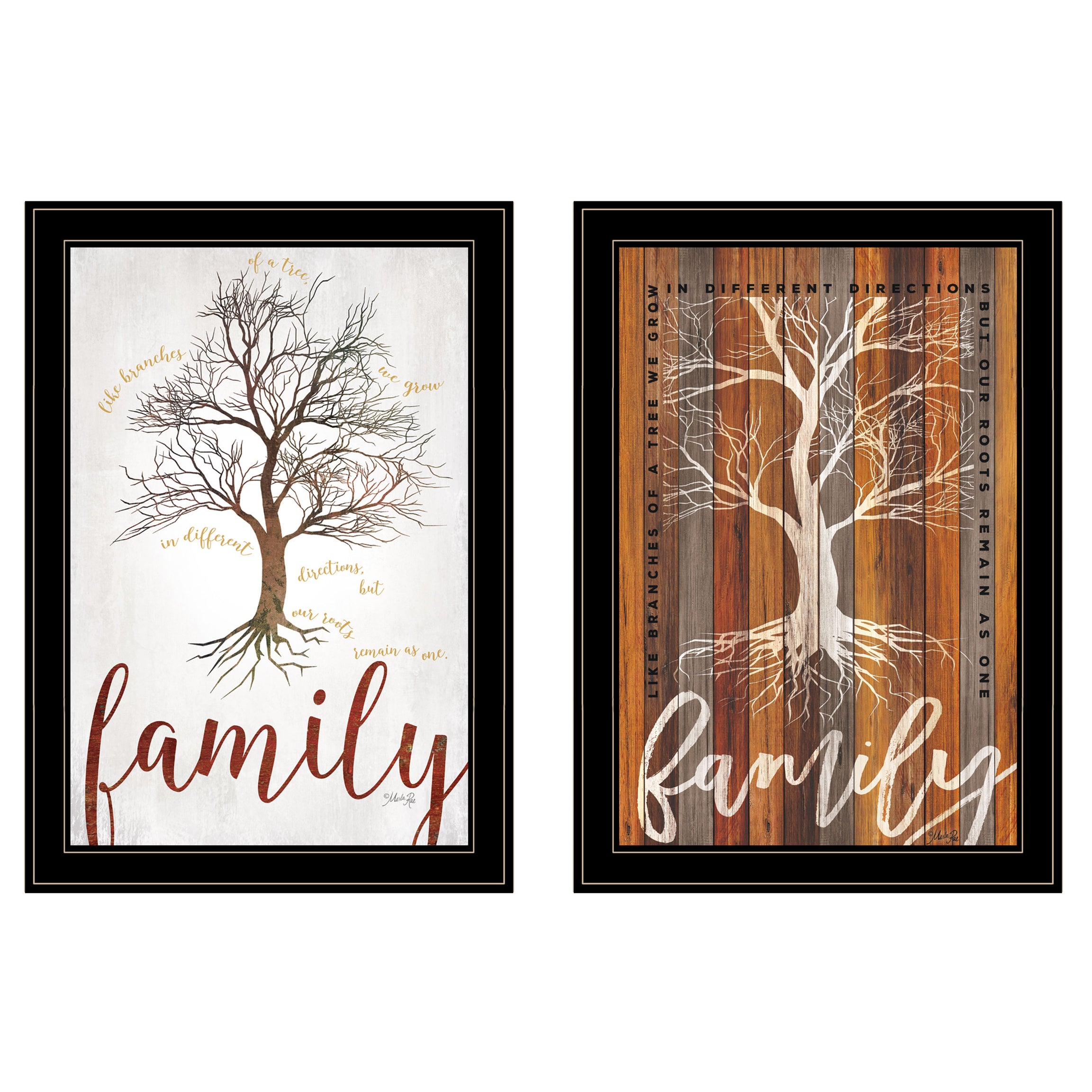 "Family Tree/ Roots" 2-Piece Vignette by Marla Rae, Black Frame--1