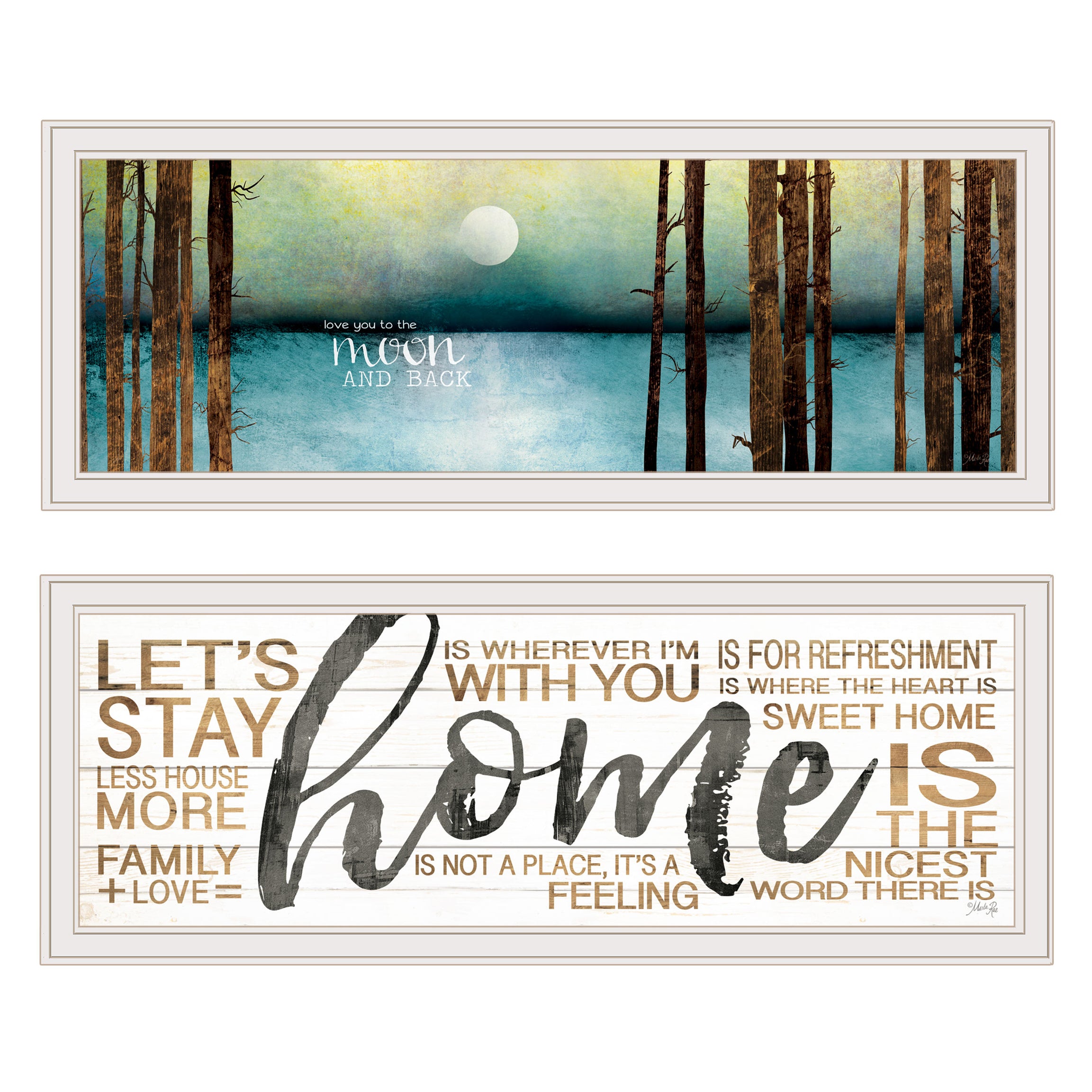 "V558-226G"Love / Home"" 2-Piece Vignette by Marla Rae, White Frame--1