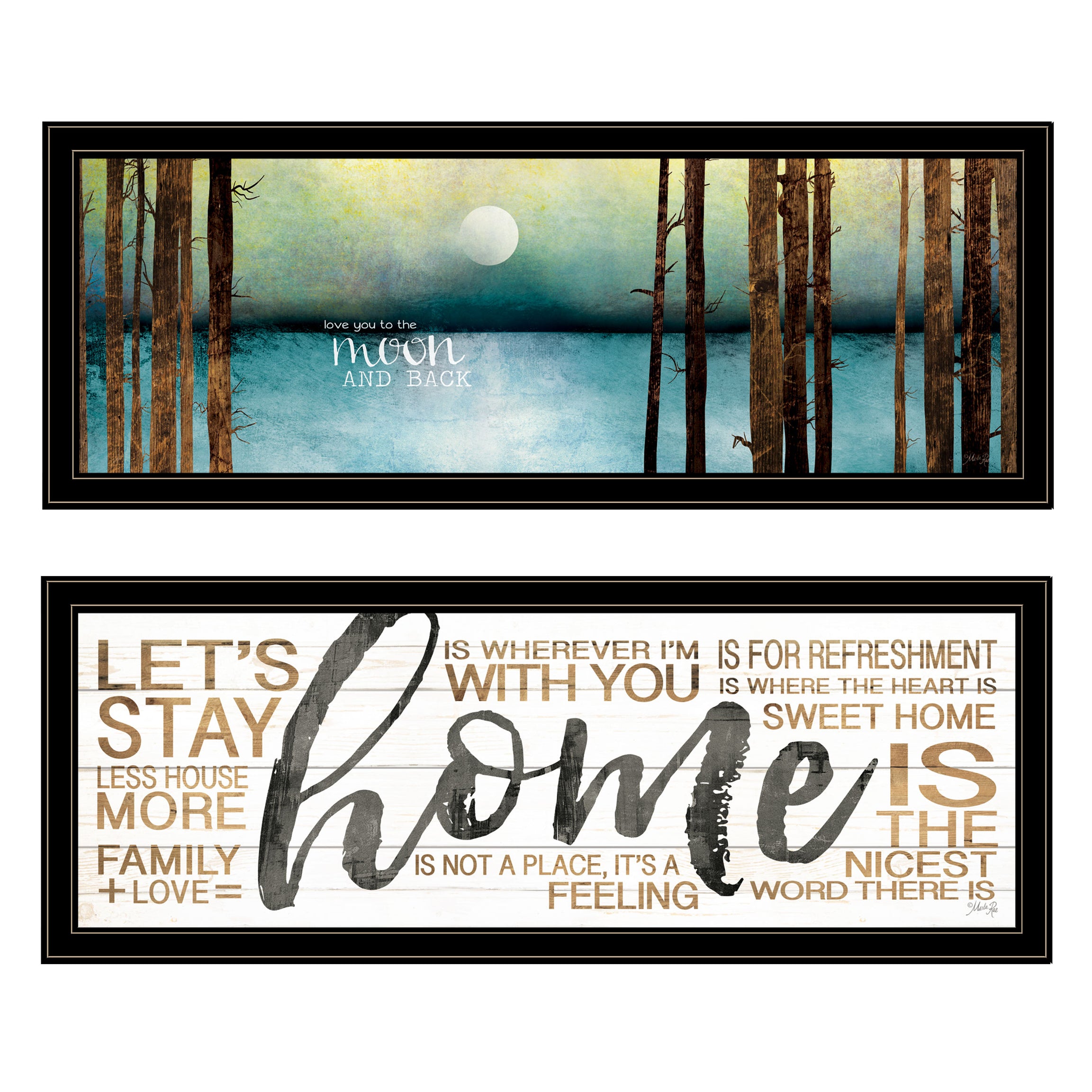 "Love / Home" 2-Piece Vignette by Marla Rae, Black Frame--1