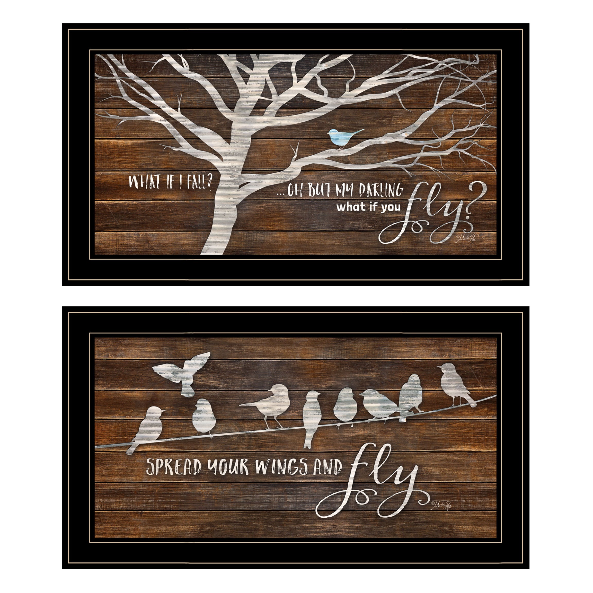 "Spread Your Wings" 2-Piece Vignette by Marla Rae, Black Frame--1