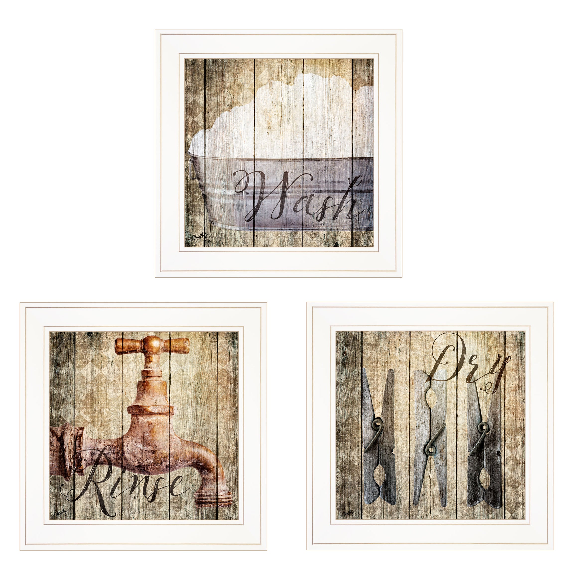 "Wash" 3-Piece Vignette by Misty Michelle, White Frame--1