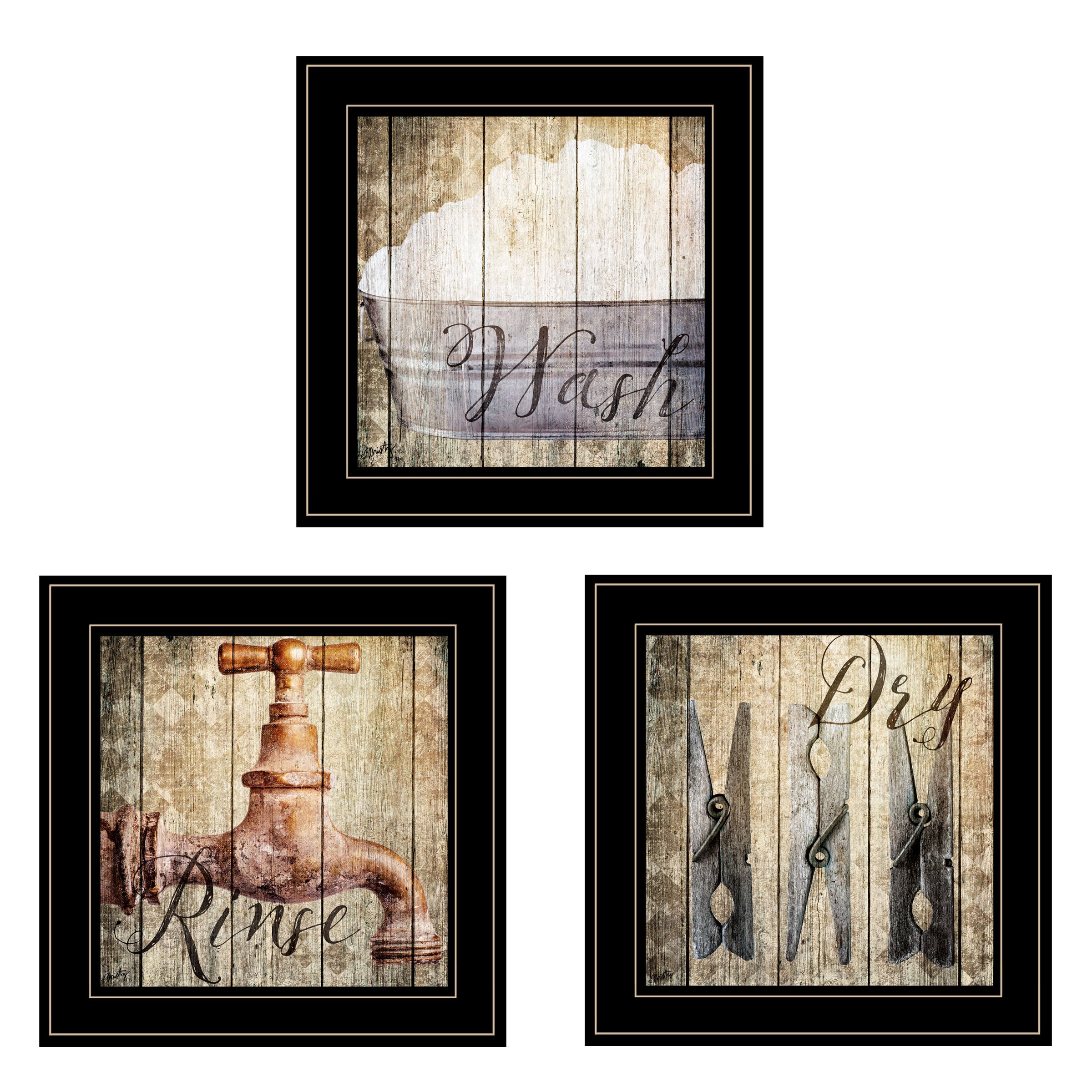 "Wash" 3-Piece Vignette by Misty Michelle, Black Frame--1