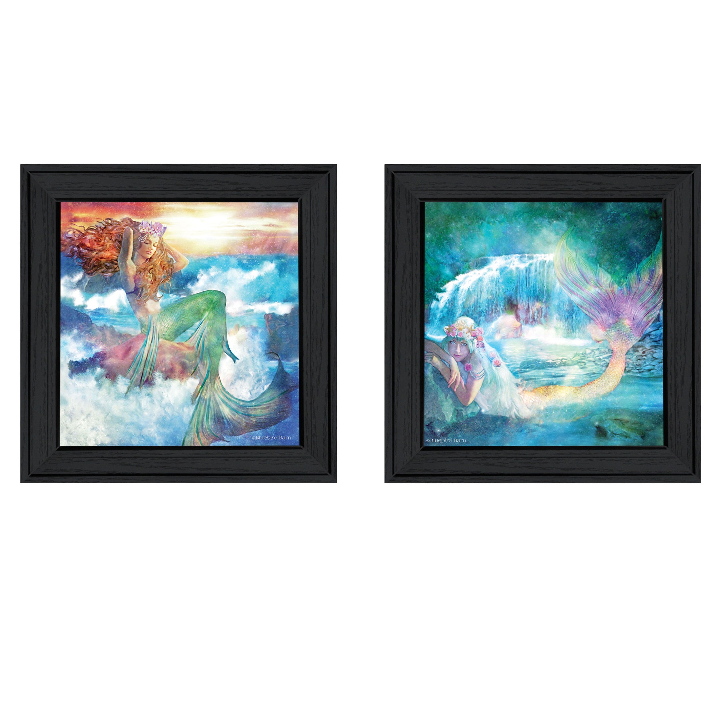 "Mermaids" 2-Piece Vignette by Bluebird Barn, Black Frame--1