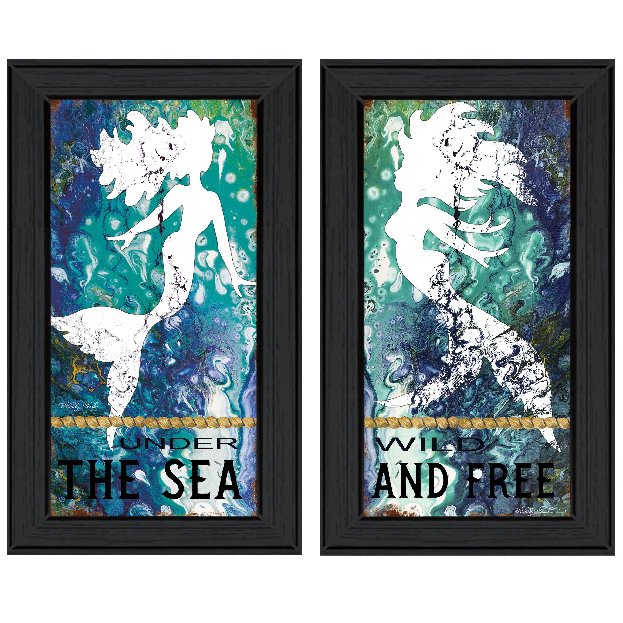 "Under The Sea" 2-Piece Vignette by Cindy Jacobs, Black Frame--1