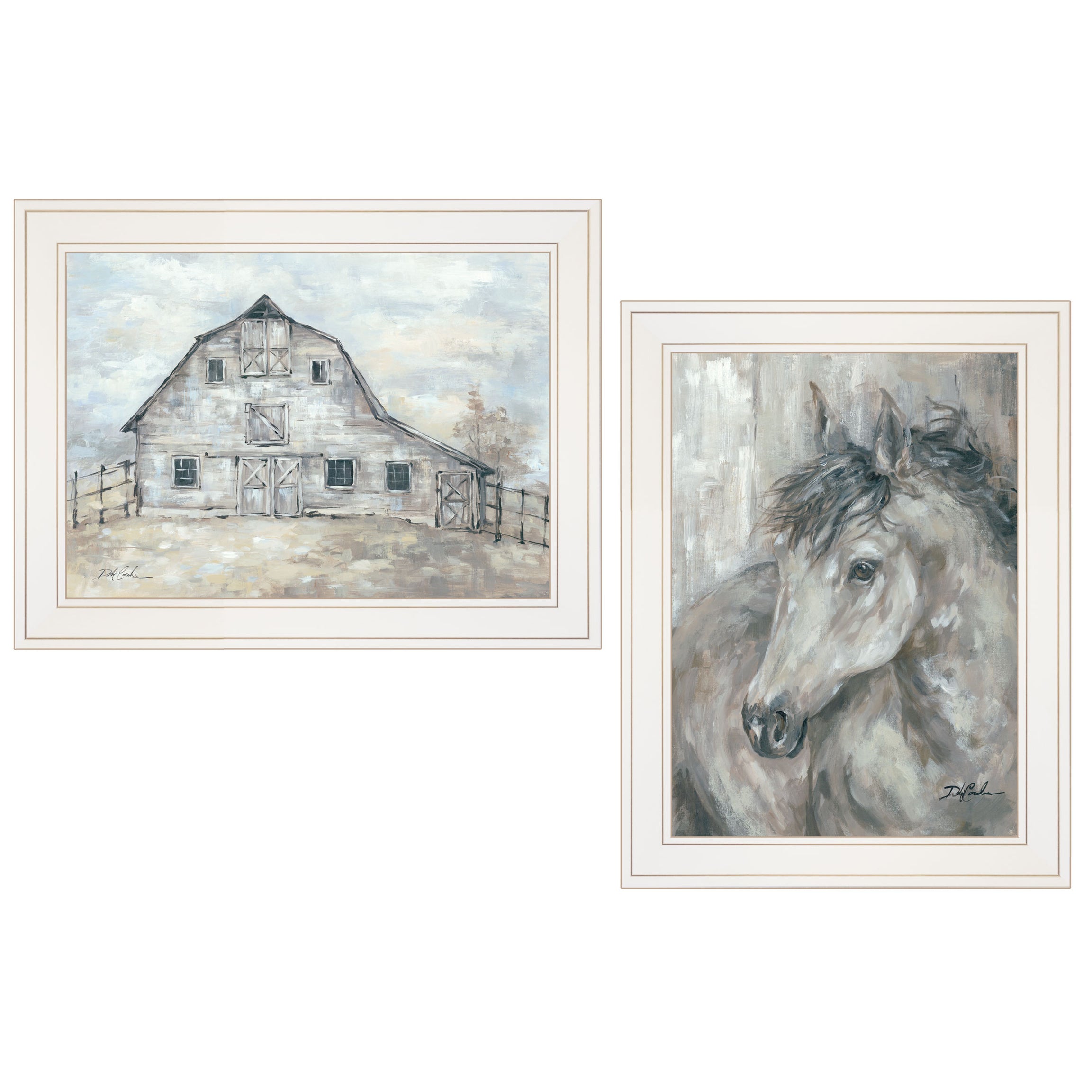 "True Spirit (Horses)" 2-Piece Vignette by Debi Coules, White Frame--1