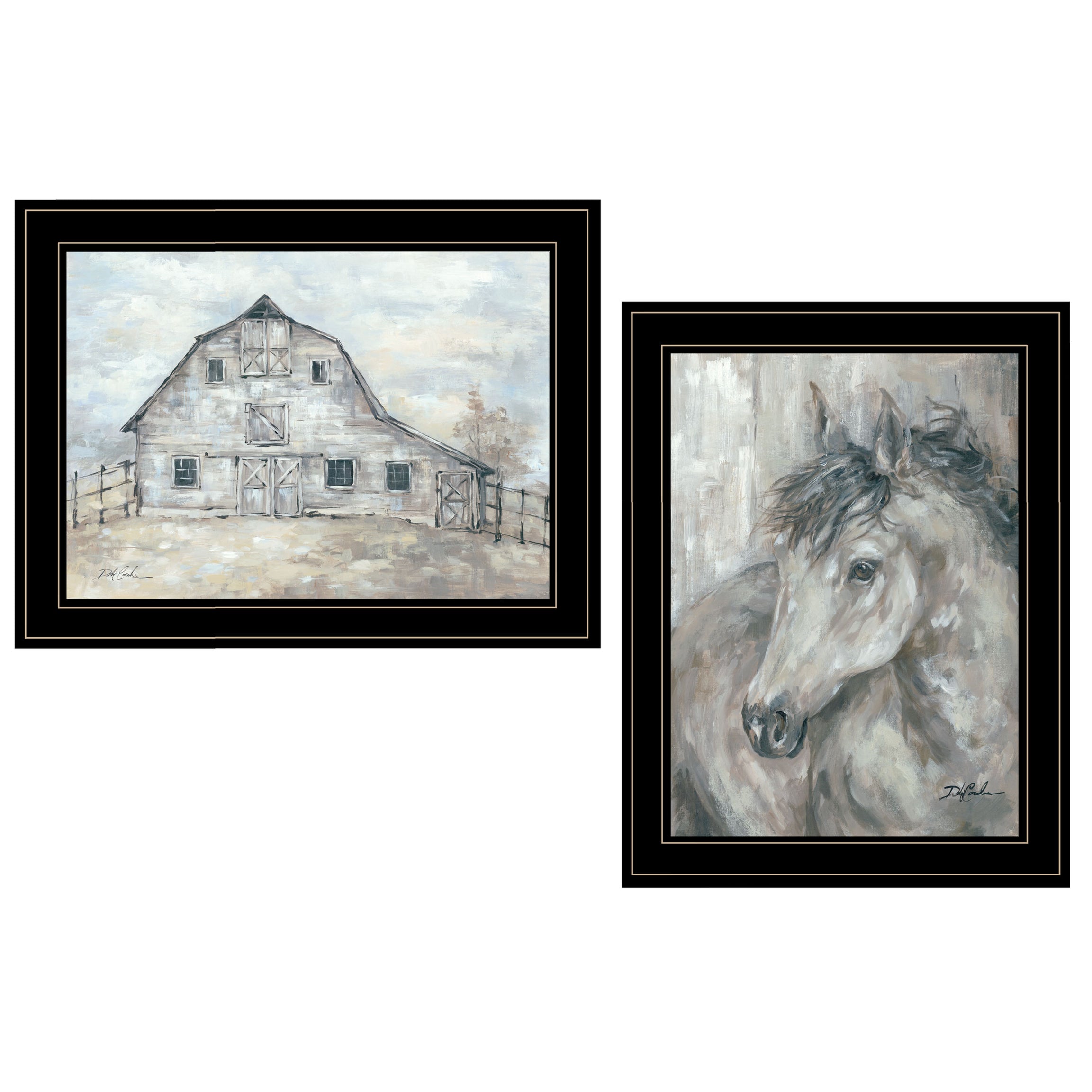 "True Spirit (Horses)" 2-Piece Vignette by Debi Coules, Black Frame--1