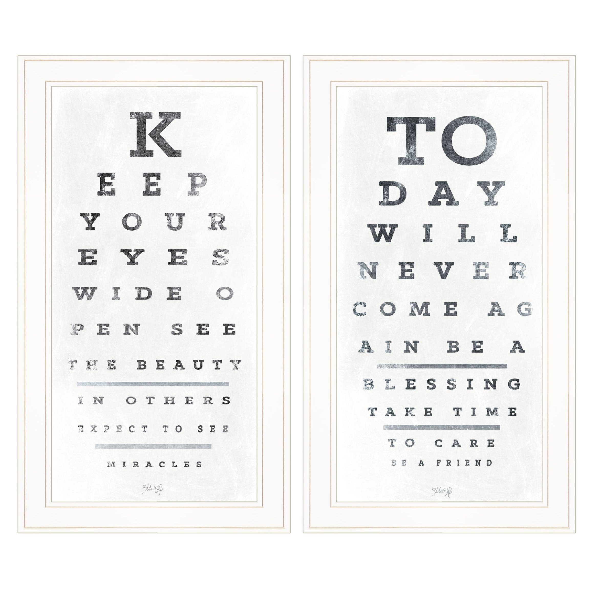 "Eye Charts" 2-Piece Vignette by Marla Rae, White Frame--1