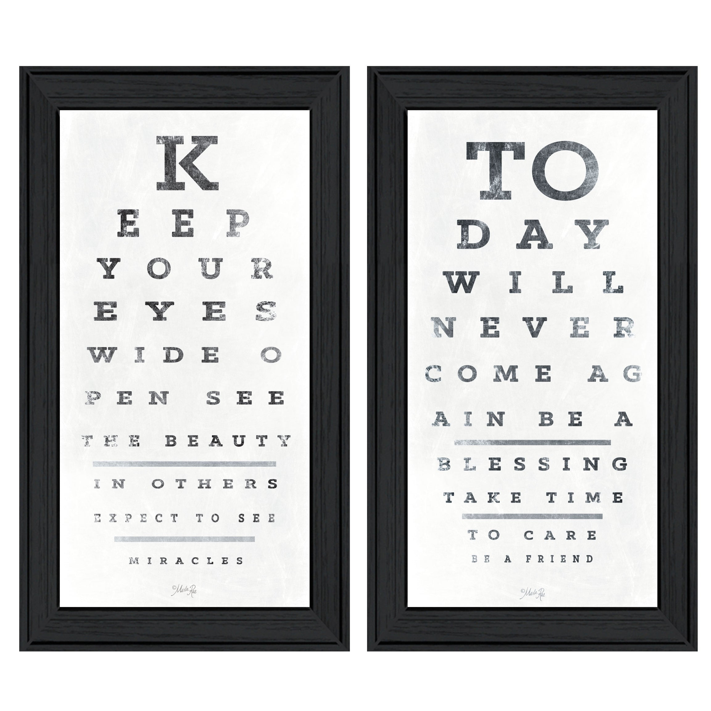 "Eye Charts" 2-Piece Vignette by Marla Rae, Black Frame--1