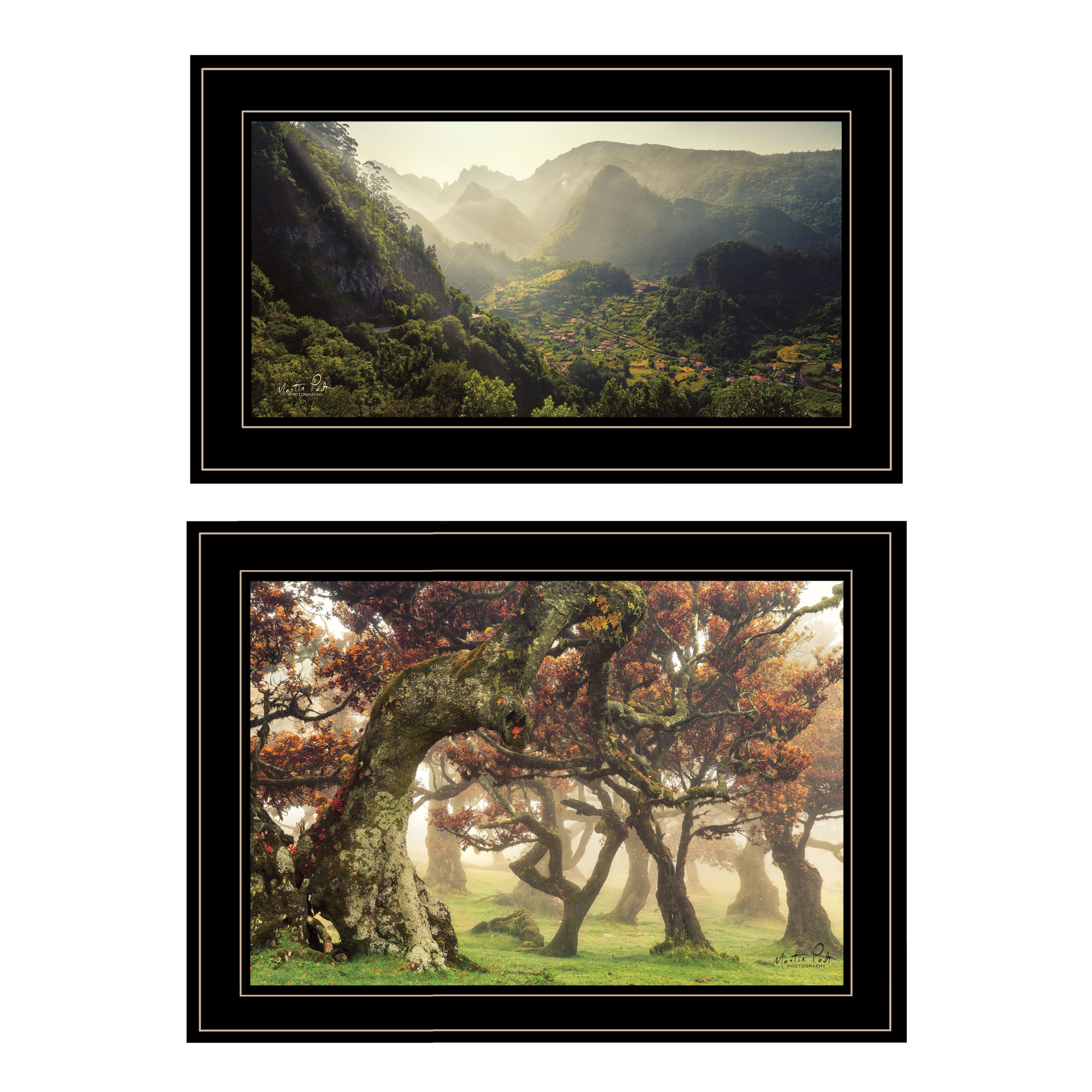 "The Land of Hobbits" 2-Piece Vignette by Martin Podt, Black Frame--1