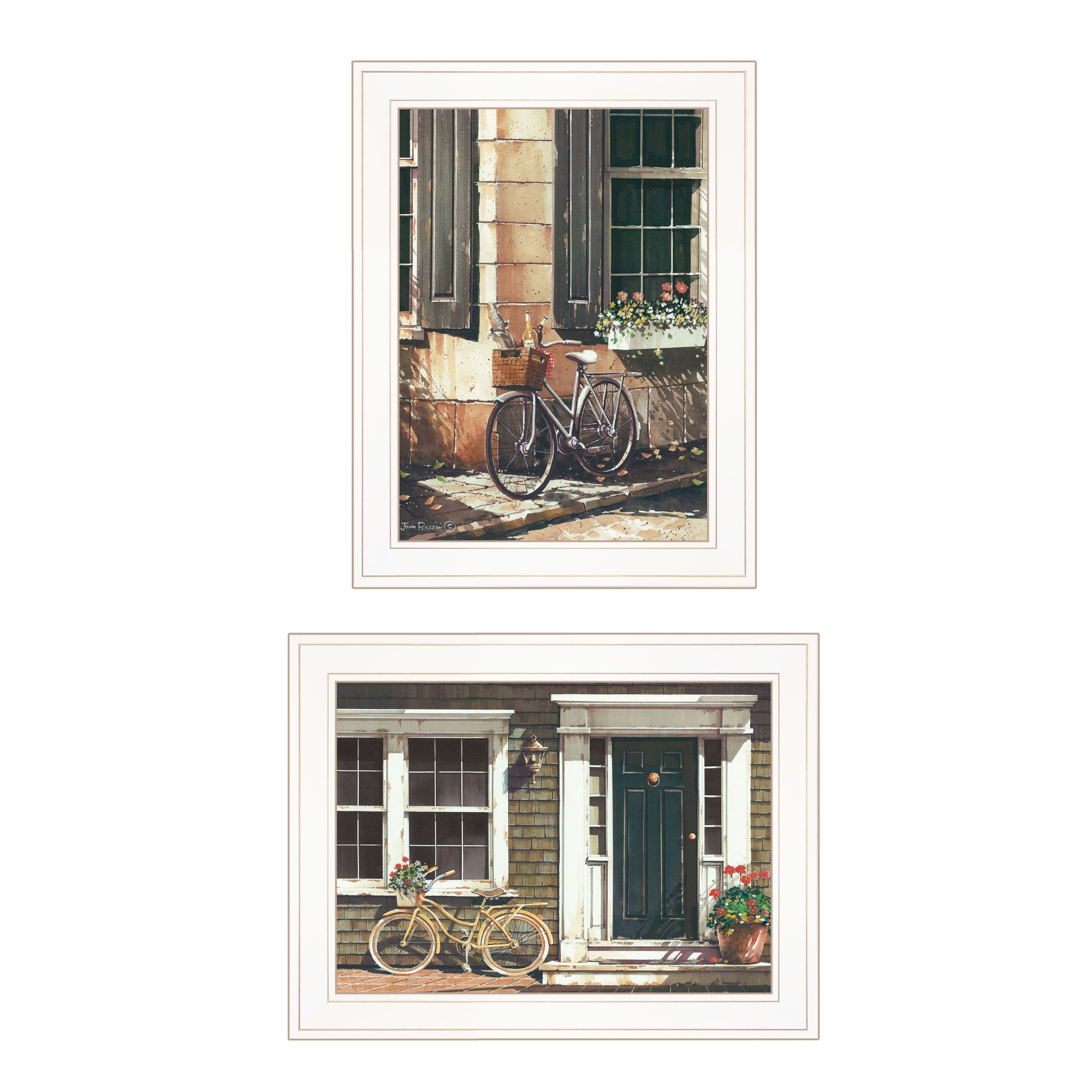 "A Picnic Getaway" 2-Piece Vignette by John Rossini, White Frame--1