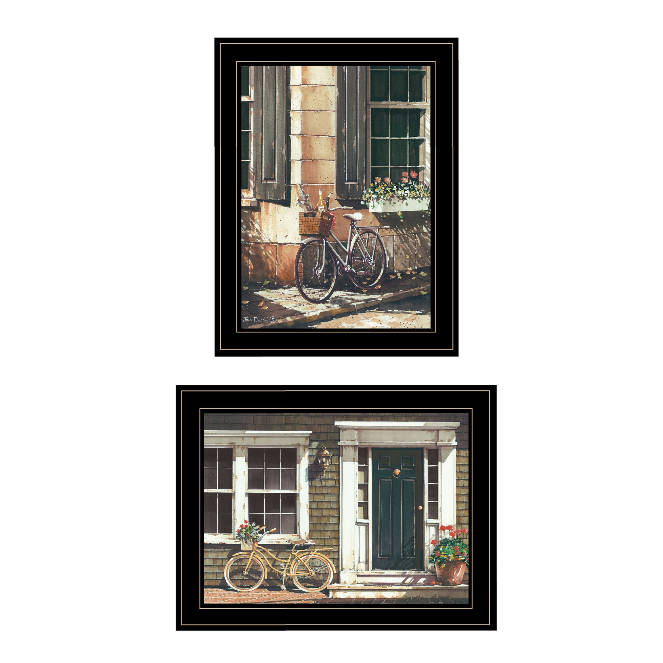 "A Picnic Getaway" 2-Piece Vignette by John Rossini, Black Frame--1