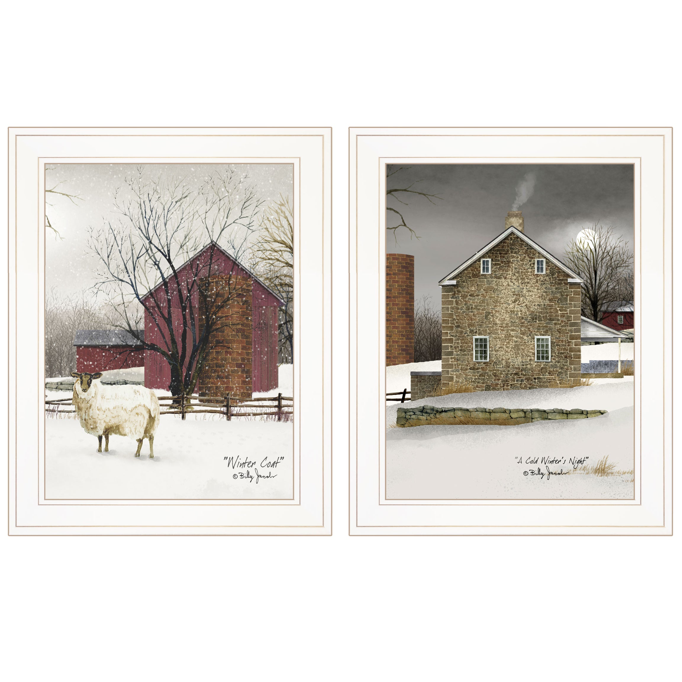 "Cold Winter" 2-Piece Vignette by Billy Jacobs, White Frame--1