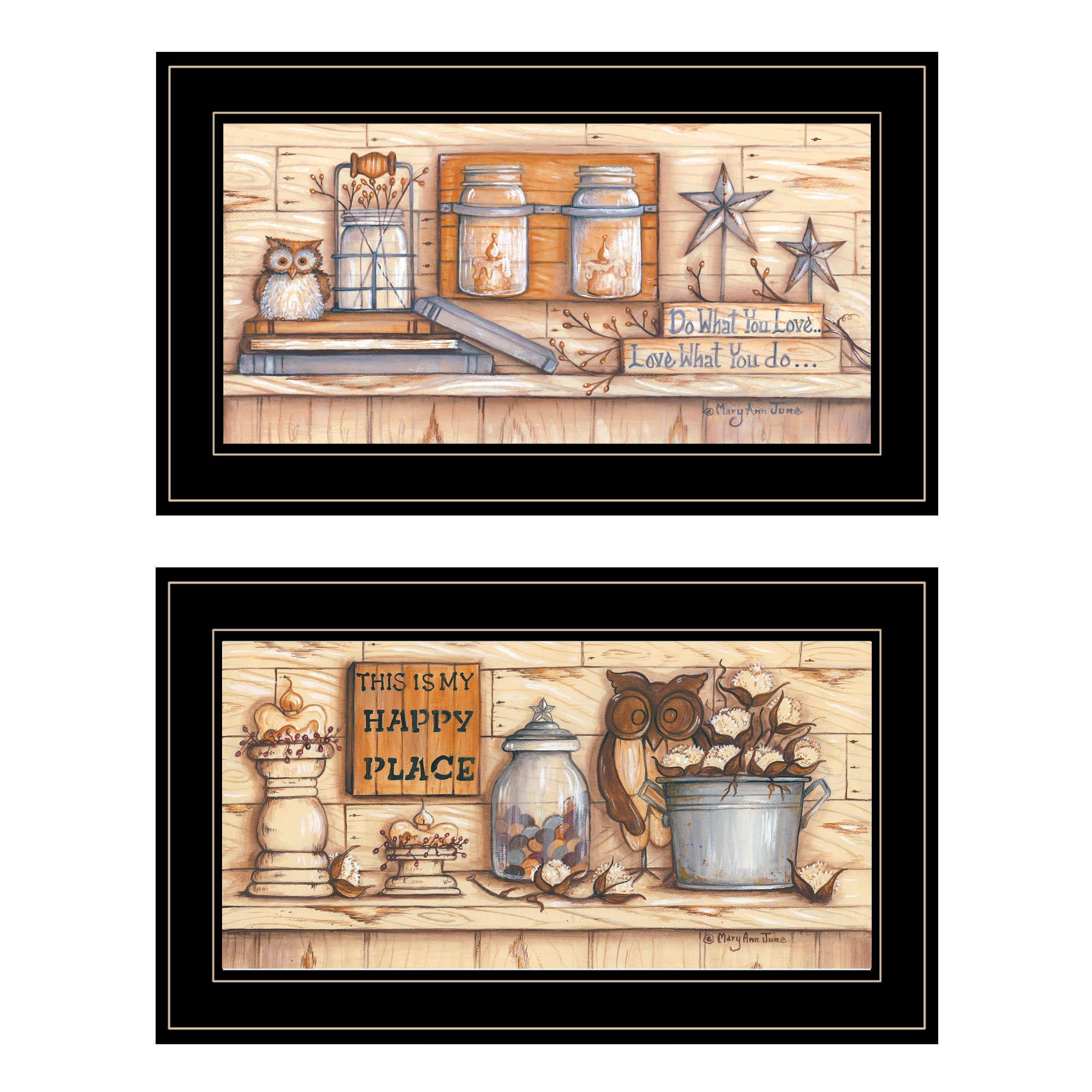 "My Happy Place" 2-Piece Vignette by Mary June, Black Frame--1