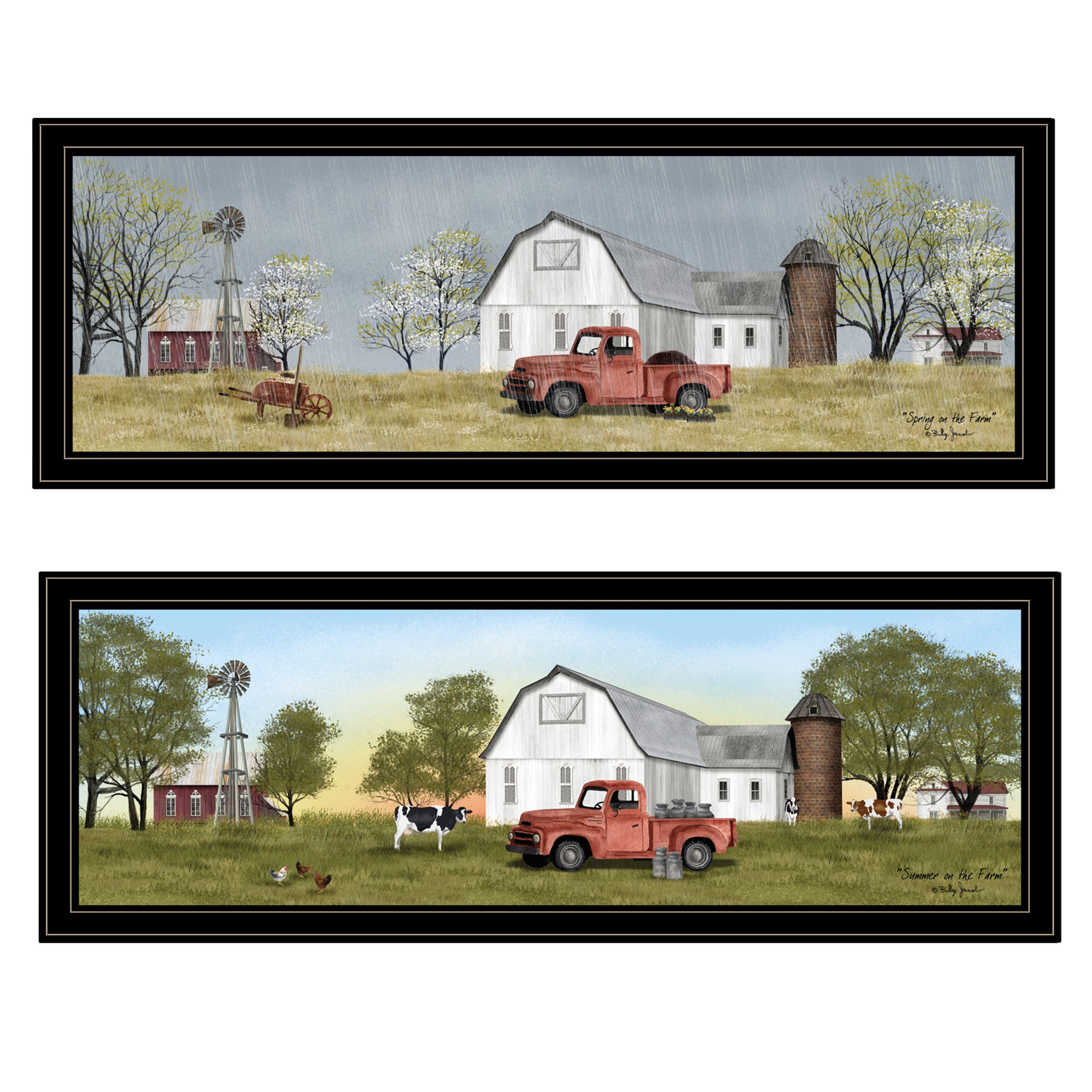 Trendy Decor 4U "Billy Jacobs Summer/Spring Seasonal" Framed Wall Art, Modern Home Decor 2 Piece Vignette for Living Room, Bedroom & Farmhouse Wall Decoration by Billy Jacobs--1