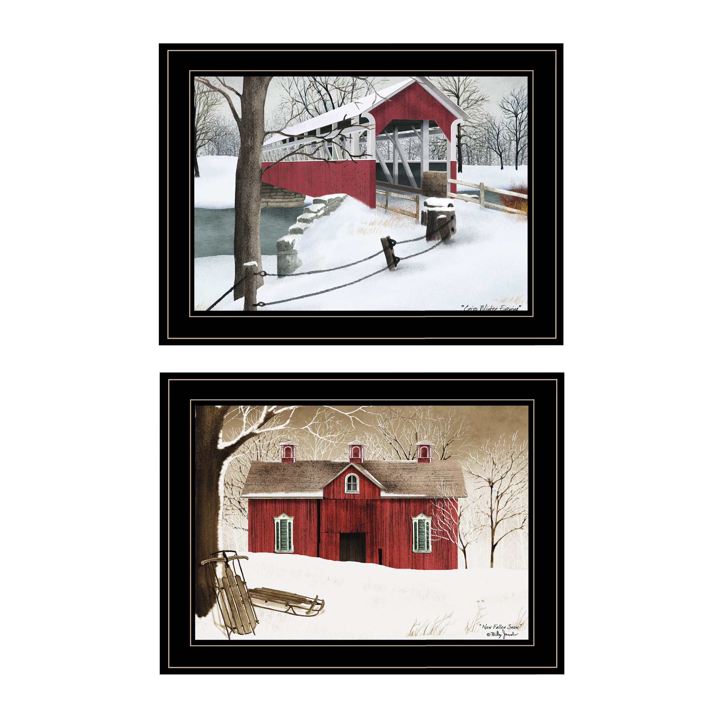 "Winter Evening" 2-Piece Vignette by Billy Jacobs, Black Frame--1