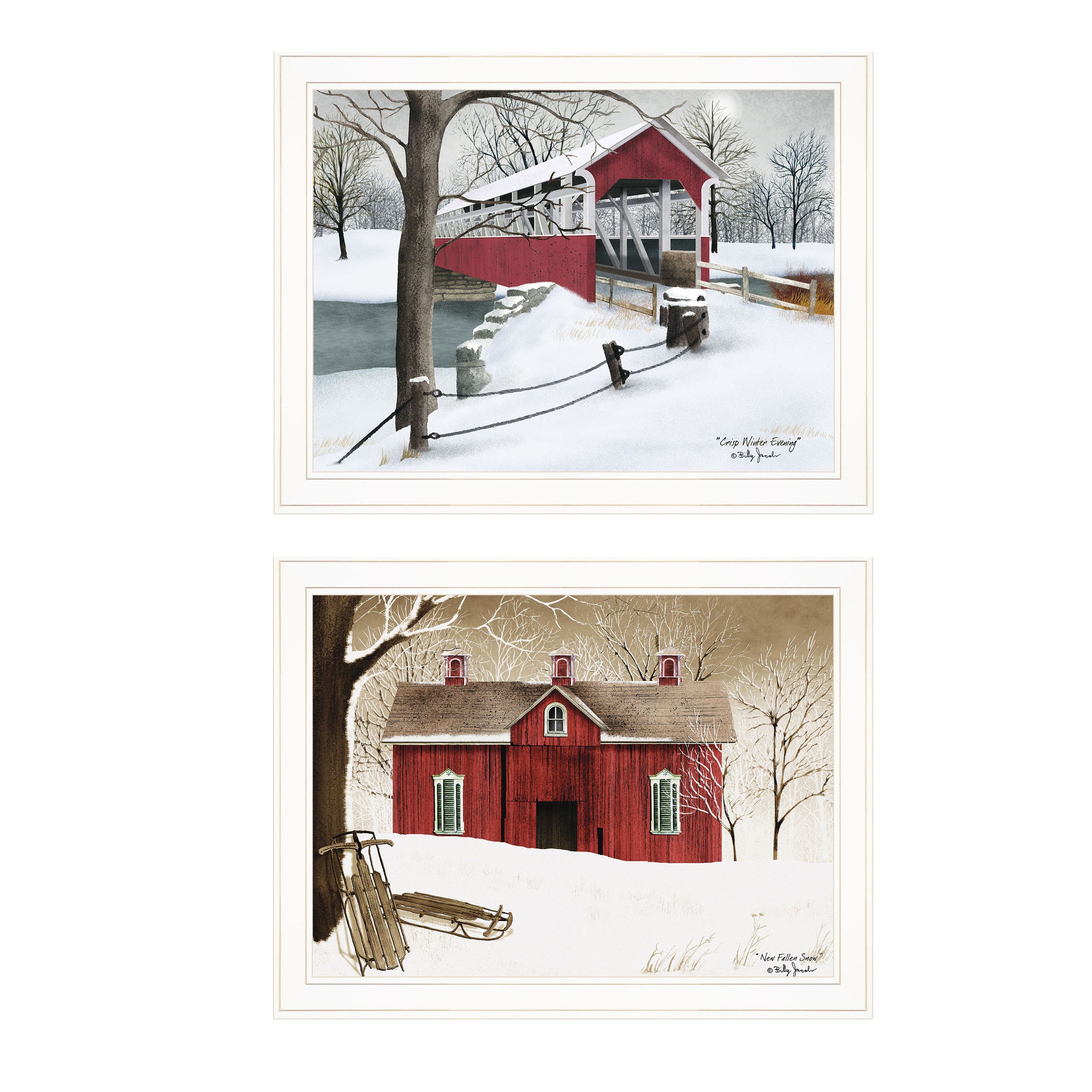 "Crisp & New Fallen Snow" 2-Piece Vignette by Billy Jacobs, White Frame--1