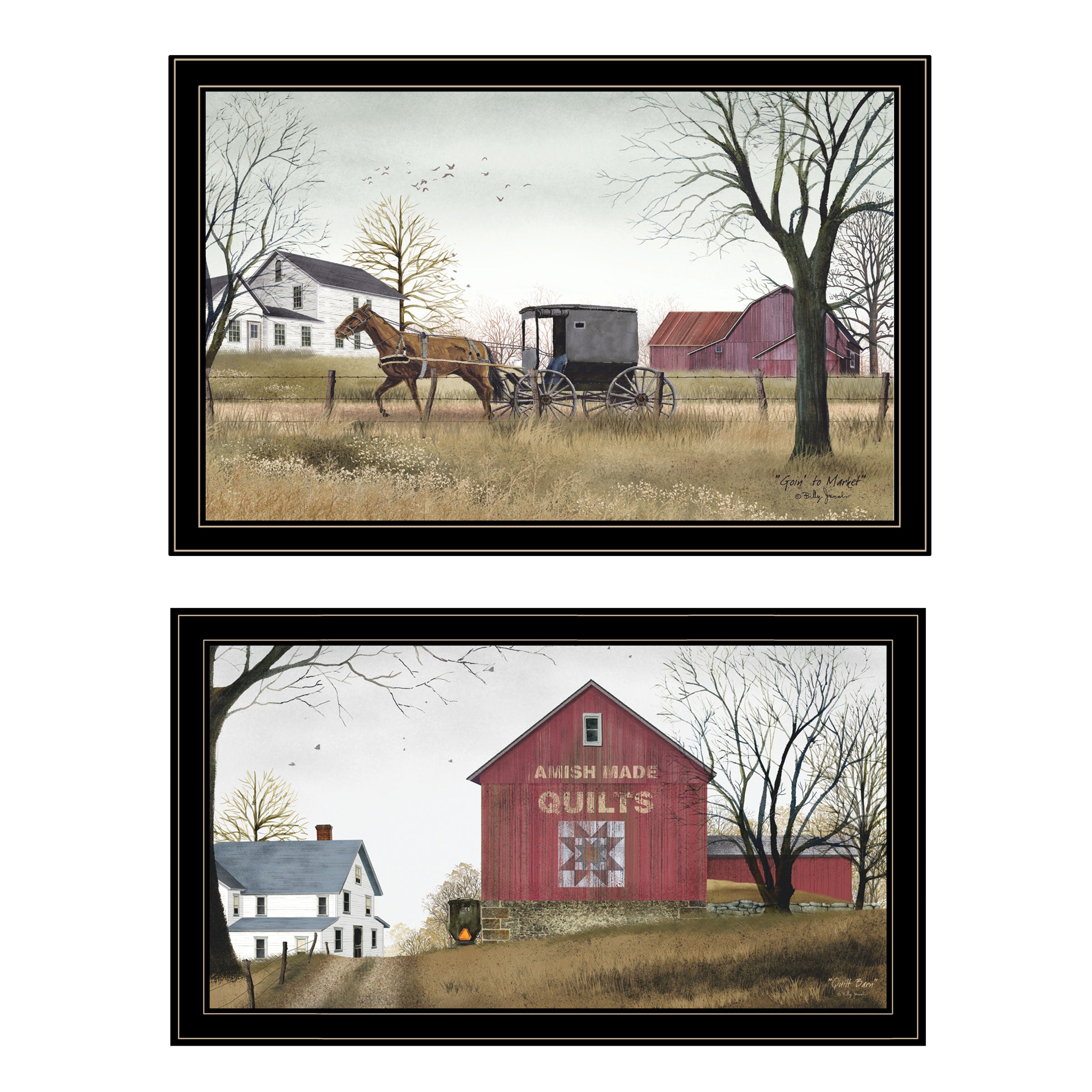 "Goin to Market " 2-Piece Vignette by Billy Jacobs, Black Frame--1