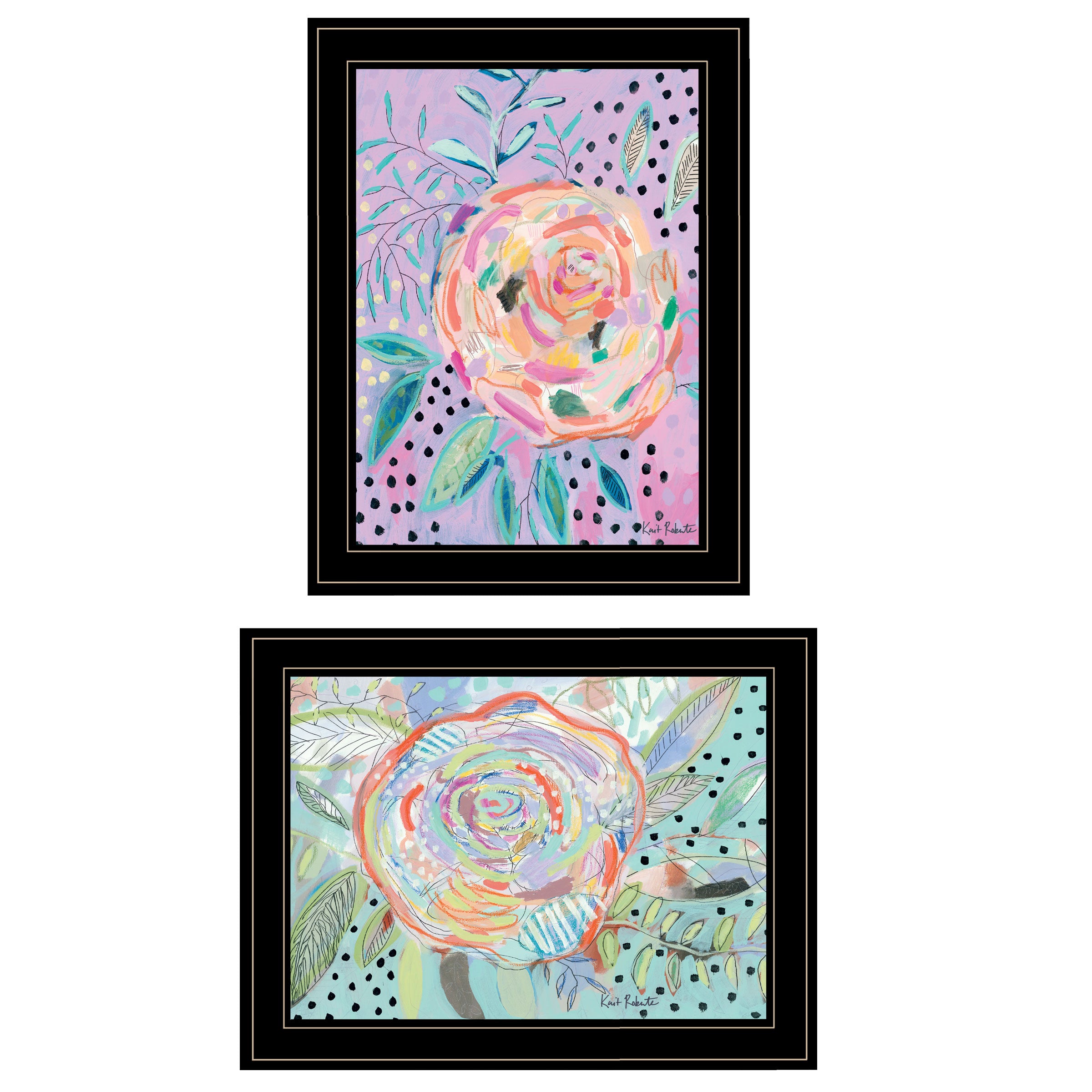 "Bloom for Yourself" 2-Piece Vignette by Kait Roberts, Black Frame--1