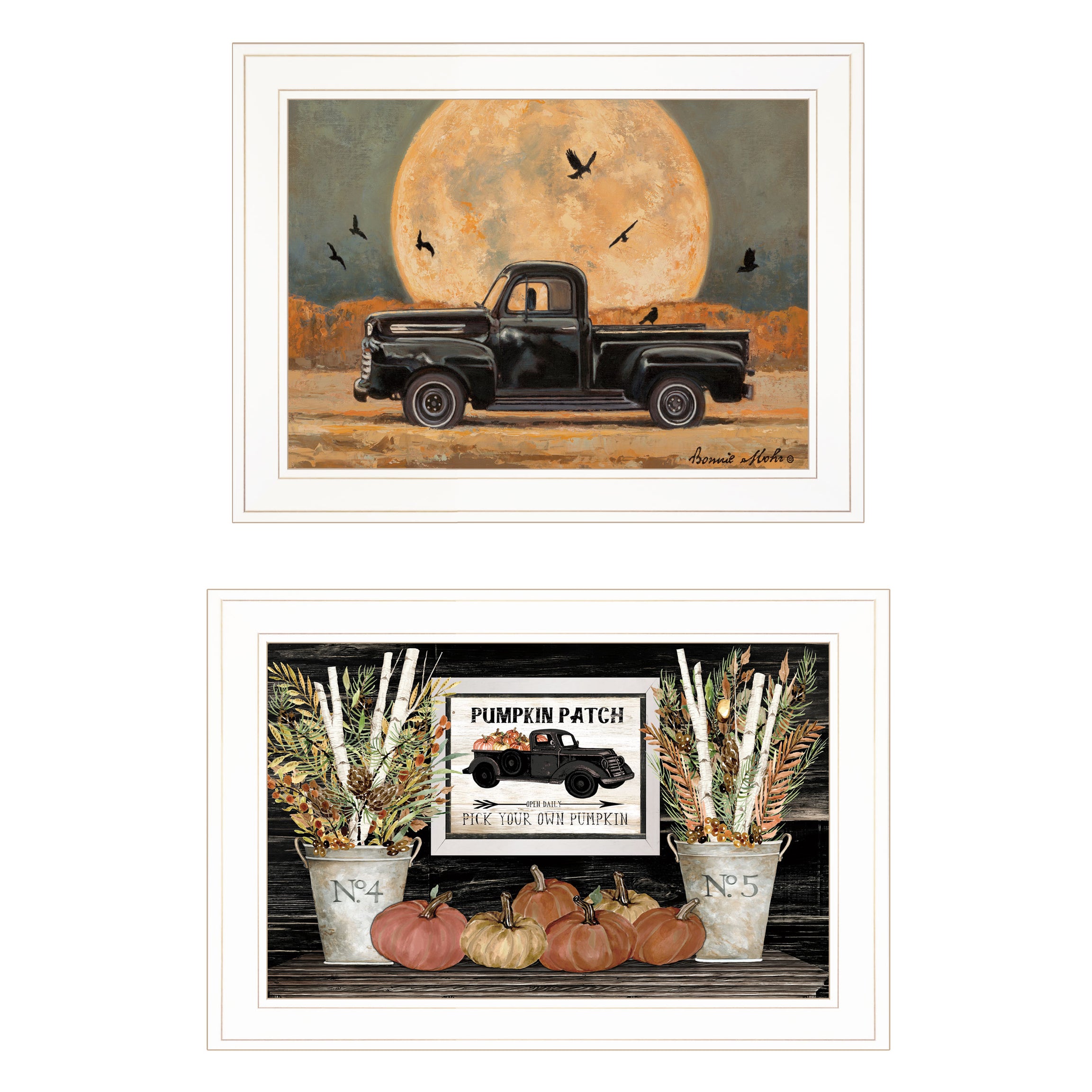 "Harvest Moon" 2-Piece Vignette By Cindy Jacobs & Bonnie Mohr, Ready to Hang Framed Print, White Frame--1