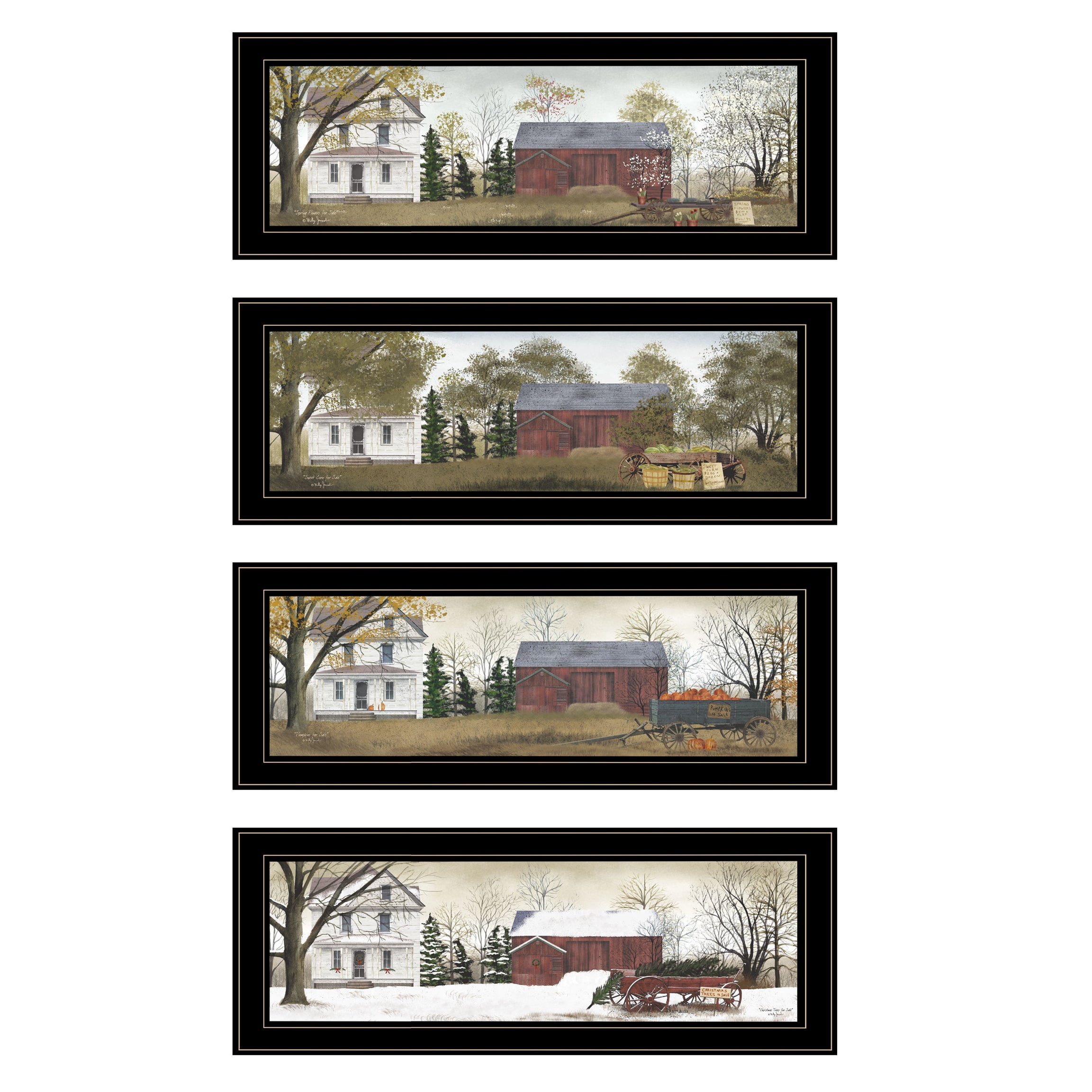 "Season's Collection" 4-Piece Vignette by Billy Jacobs, Black Frame--1