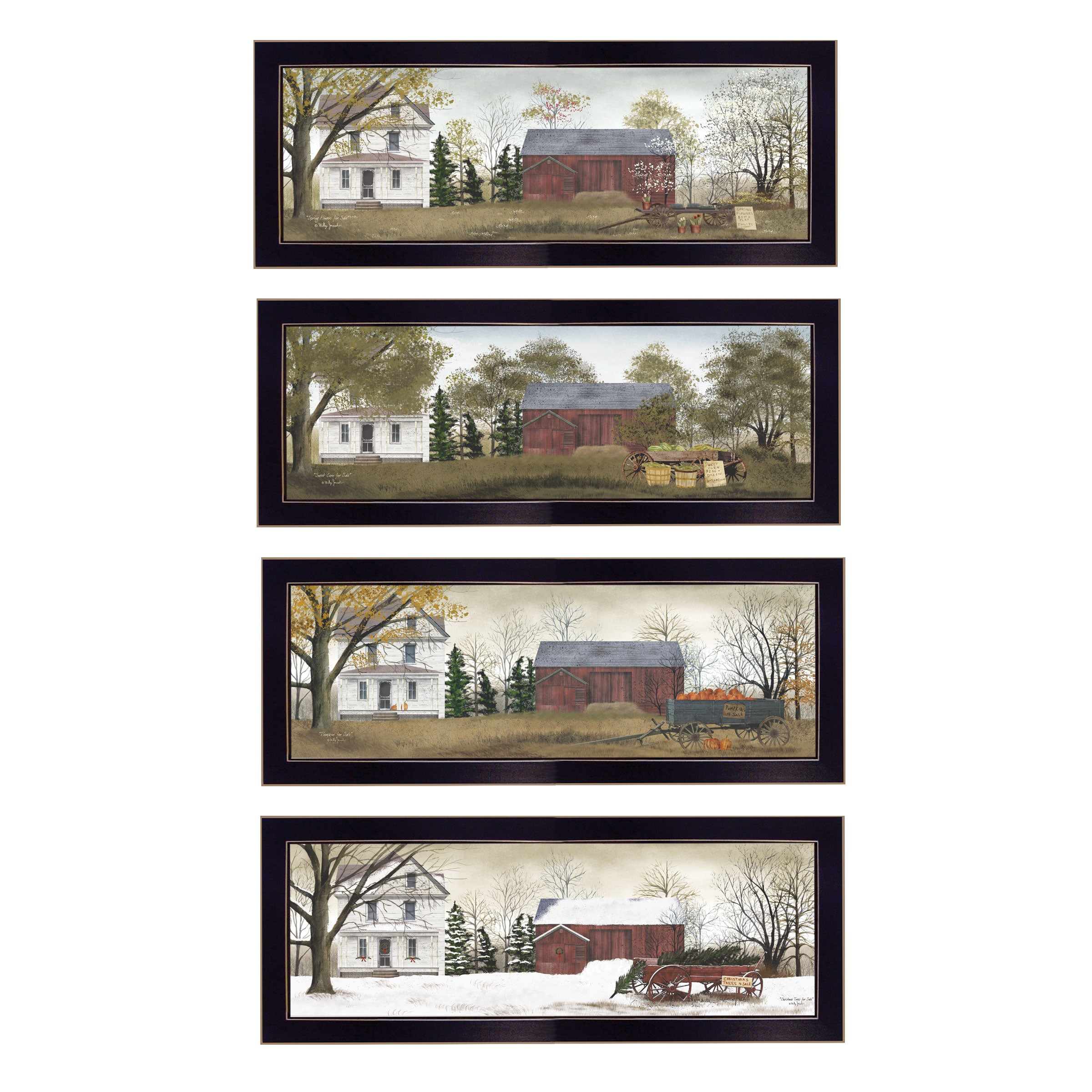 "Season's Collection" 4-Piece Vignette by Billy Jacobs, Black Frame--1