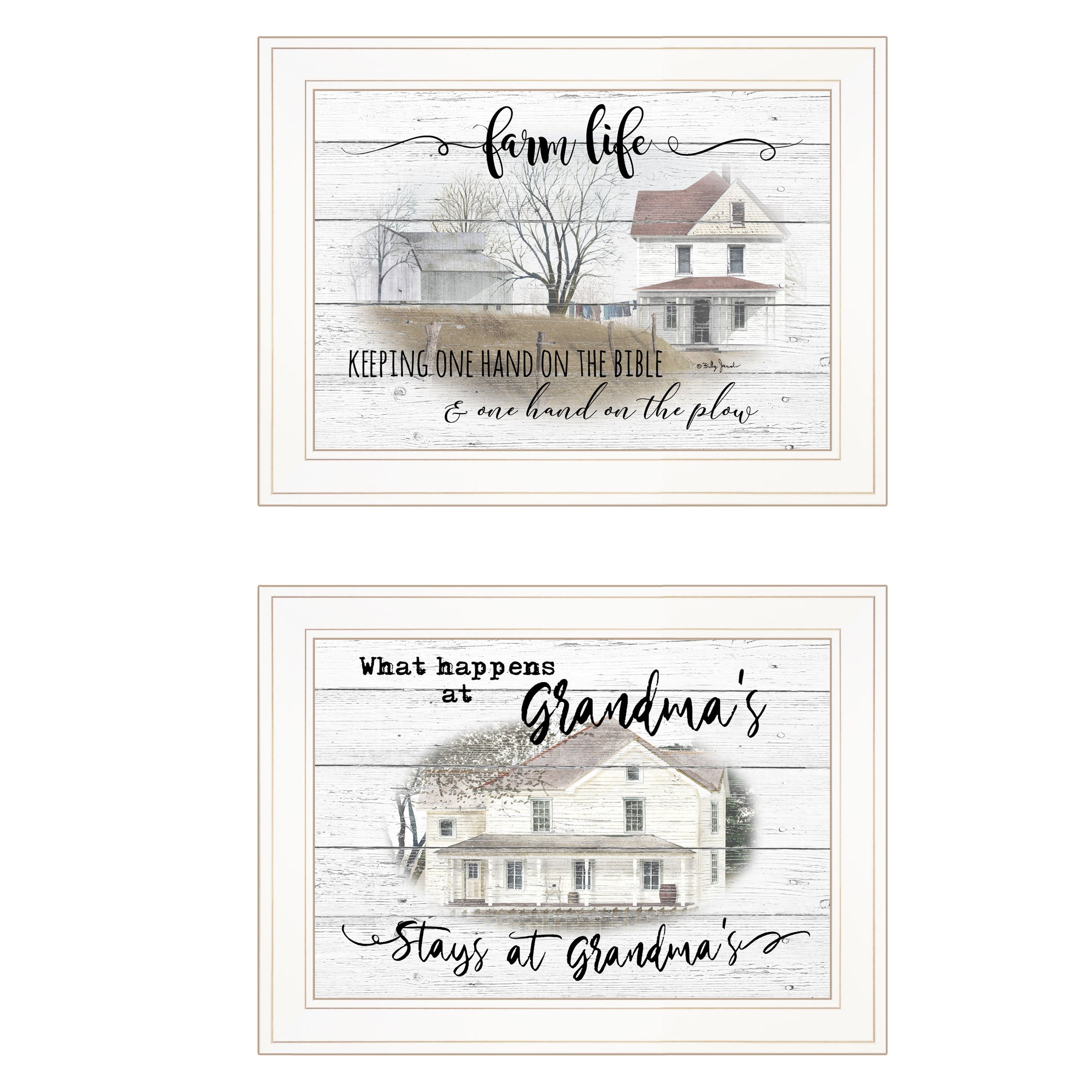 "Stays at Grandma's" 2-Piece Vignette By Billy Jacobs, Ready to Hang Framed Print, White Frame--1