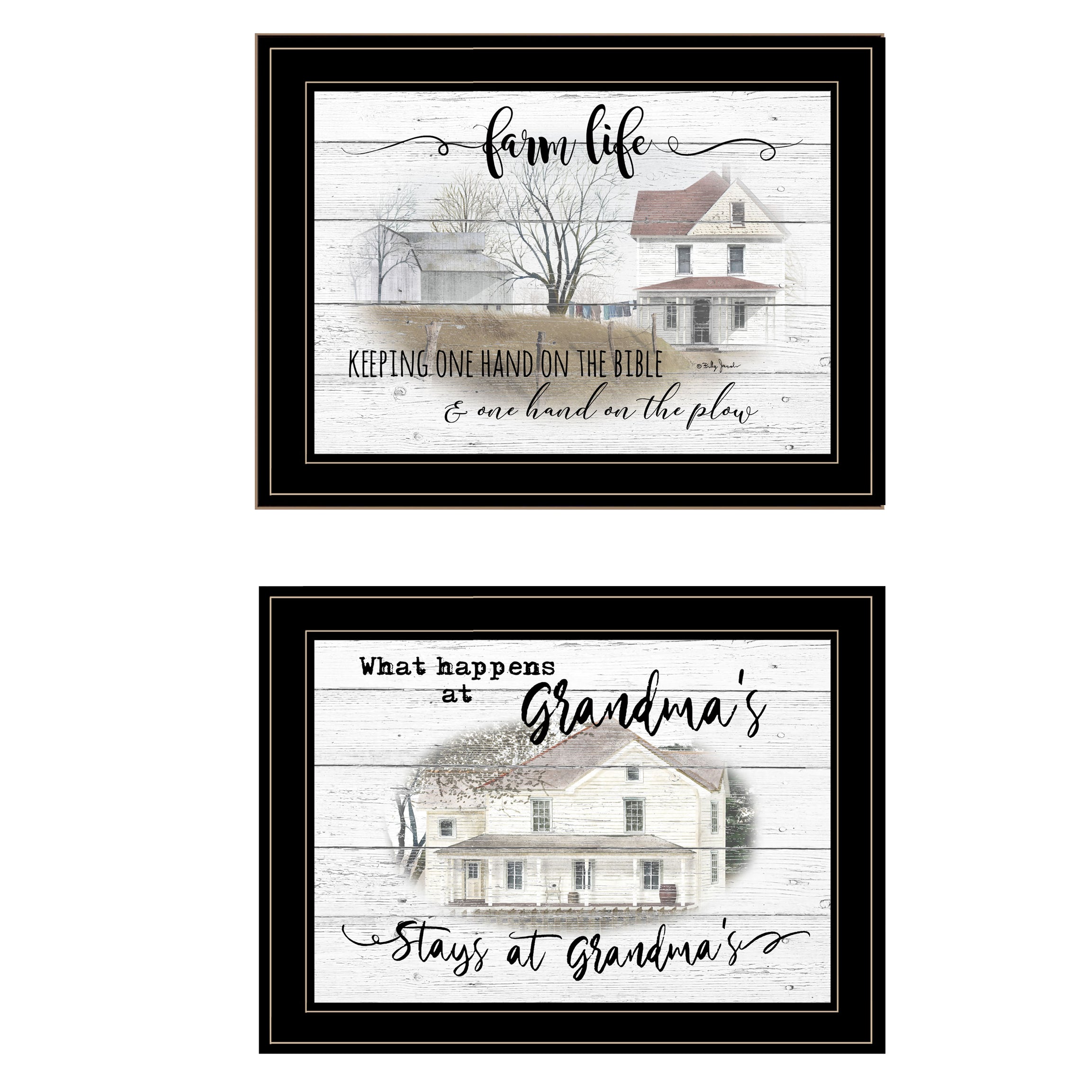 "Stays at Grandma's" 2-Piece Vignette By Billy Jacobs, Ready to Hang Framed Print, Black Frame--1