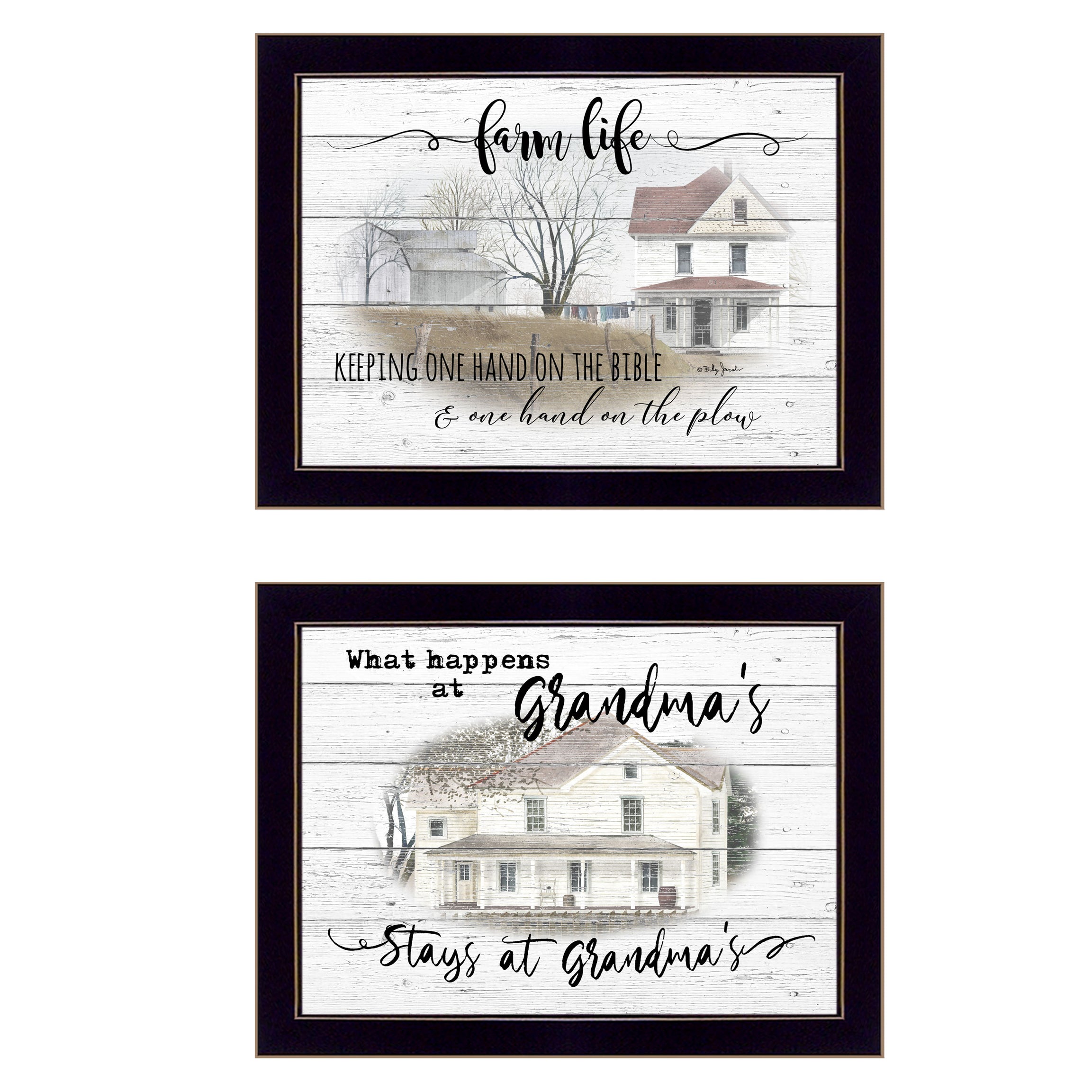 "Stays at Grandma's" 2-Piece Vignette By Billy Jacobs, Ready to Hang Framed Print, Black Frame--1