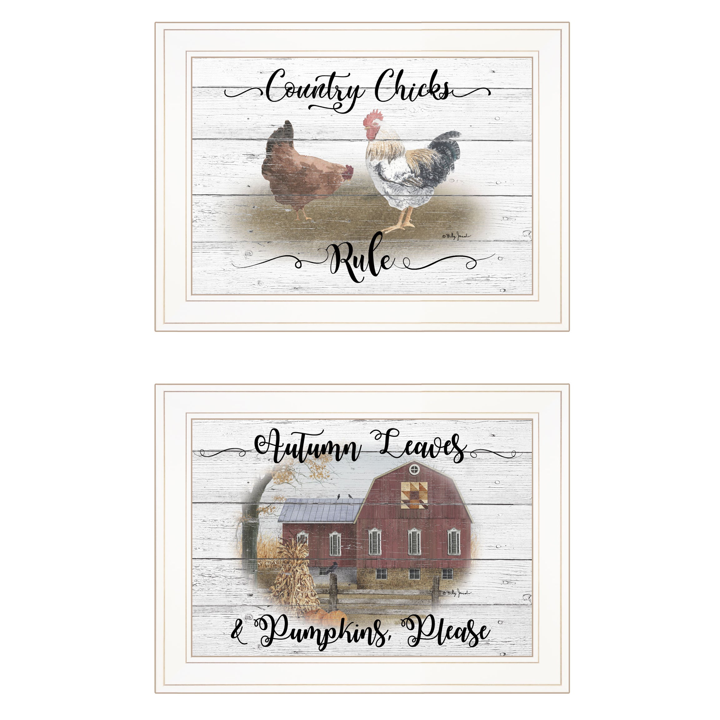 "Country Living" 2-Piece Vignette By Billy Jacobs, Ready to Hang Framed Print, White Frame--1