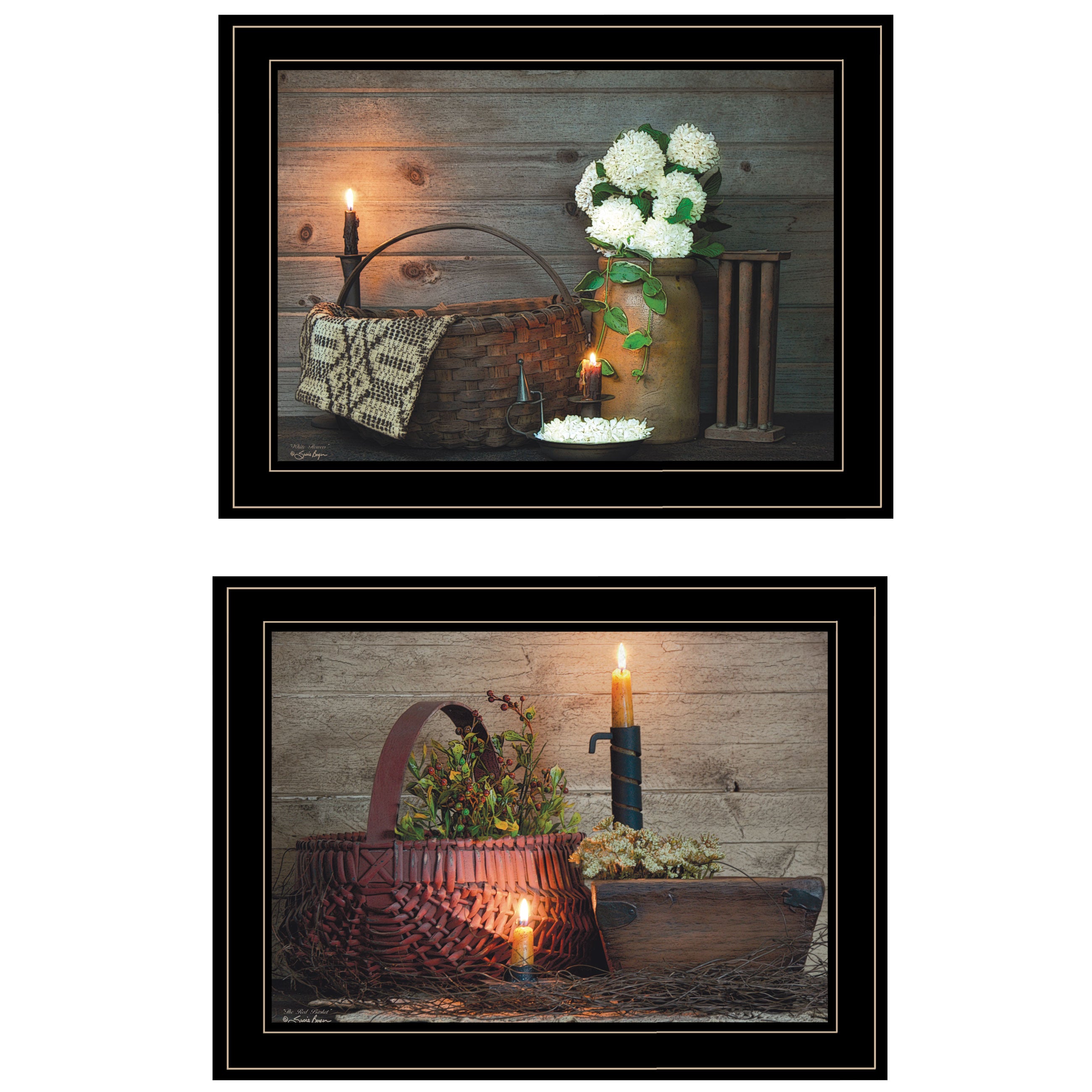 Trendy Decor 4U "Baskets and Flowers" Framed Wall Art, Modern Home Decor Framed Print for Living Room, Bedroom & Farmhouse Wall Decoration by Susie Boyer--1