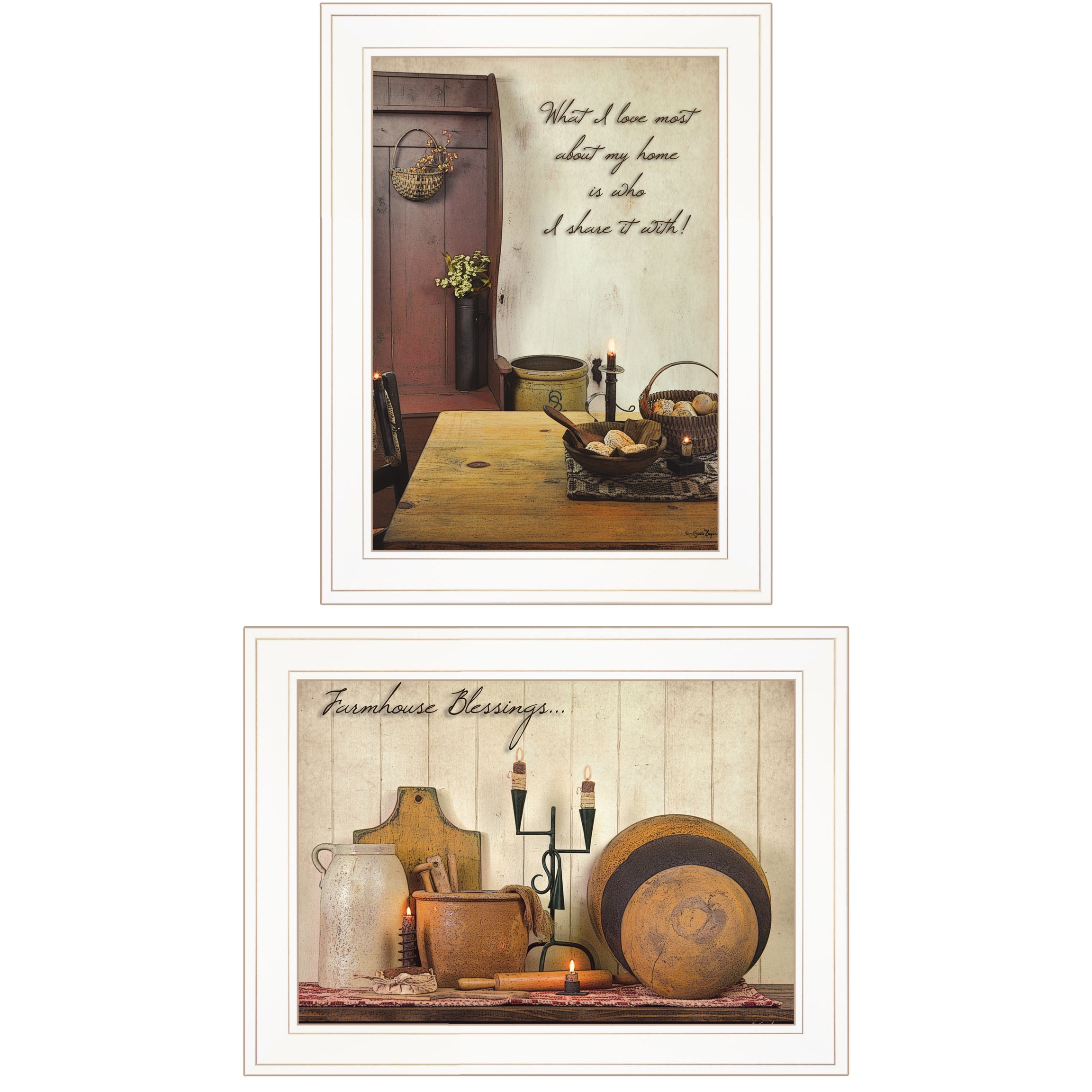 "What I Love Most Collection" 2-Piece Vignette By Susie Boyer, Ready to Hang Framed Print, White Frame--1