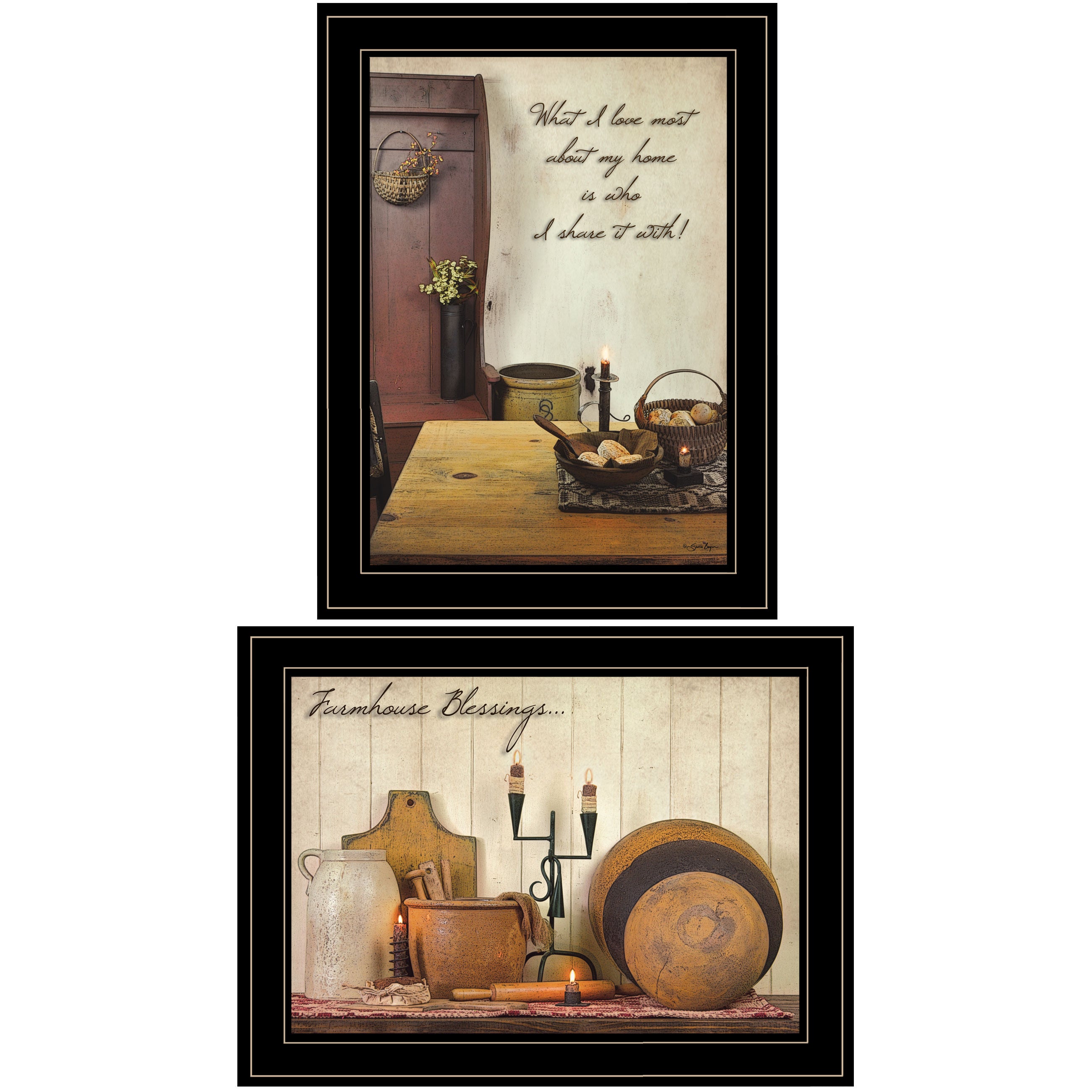 "What I Love Most Collection" 2-Piece Vignette By Susie Boyer, Ready to Hang Framed Print, Black Frame--1