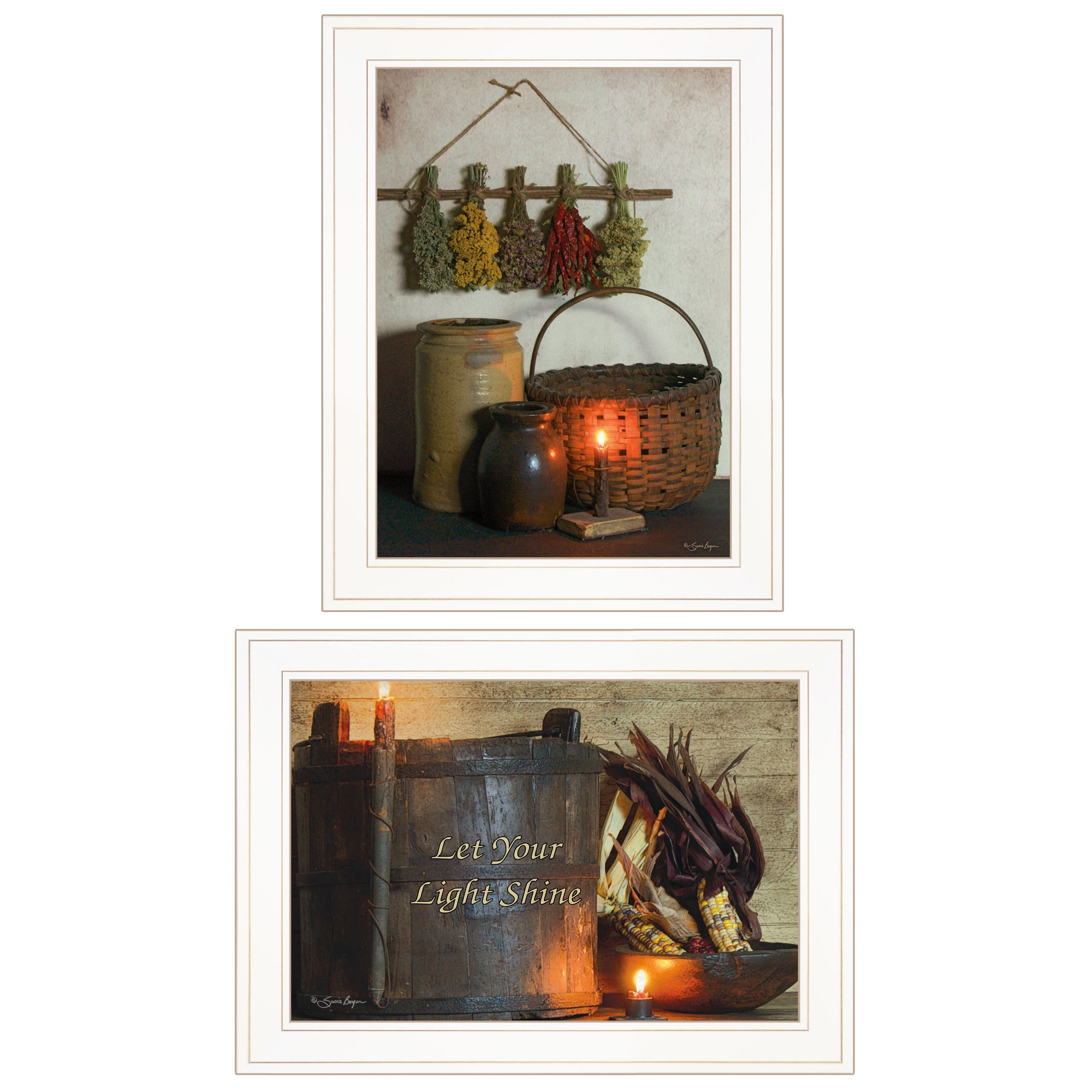 "Let Your Light Shine" 2-Piece Vignette By Susie Boyer, Ready to Hang Framed Print, White Frame--1