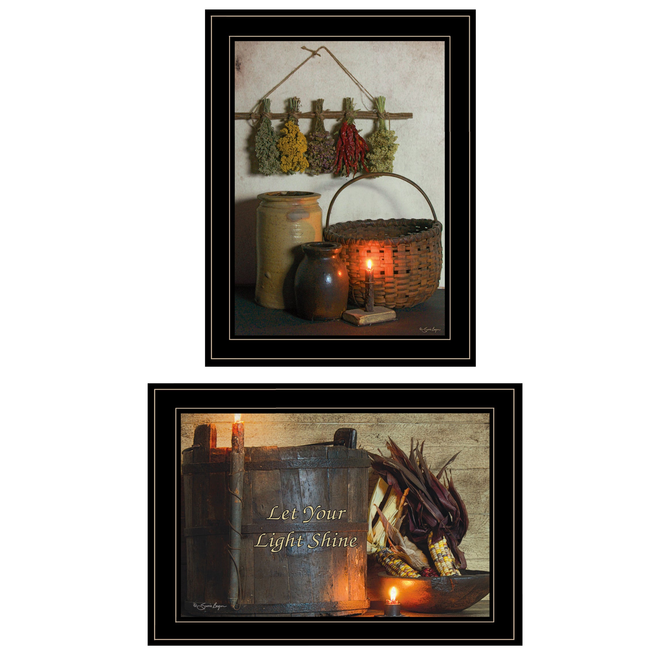 "Let Your Light Shine" 2-Piece Vignette By Susie Boyer, Ready to Hang Framed Print, Black Frame--1