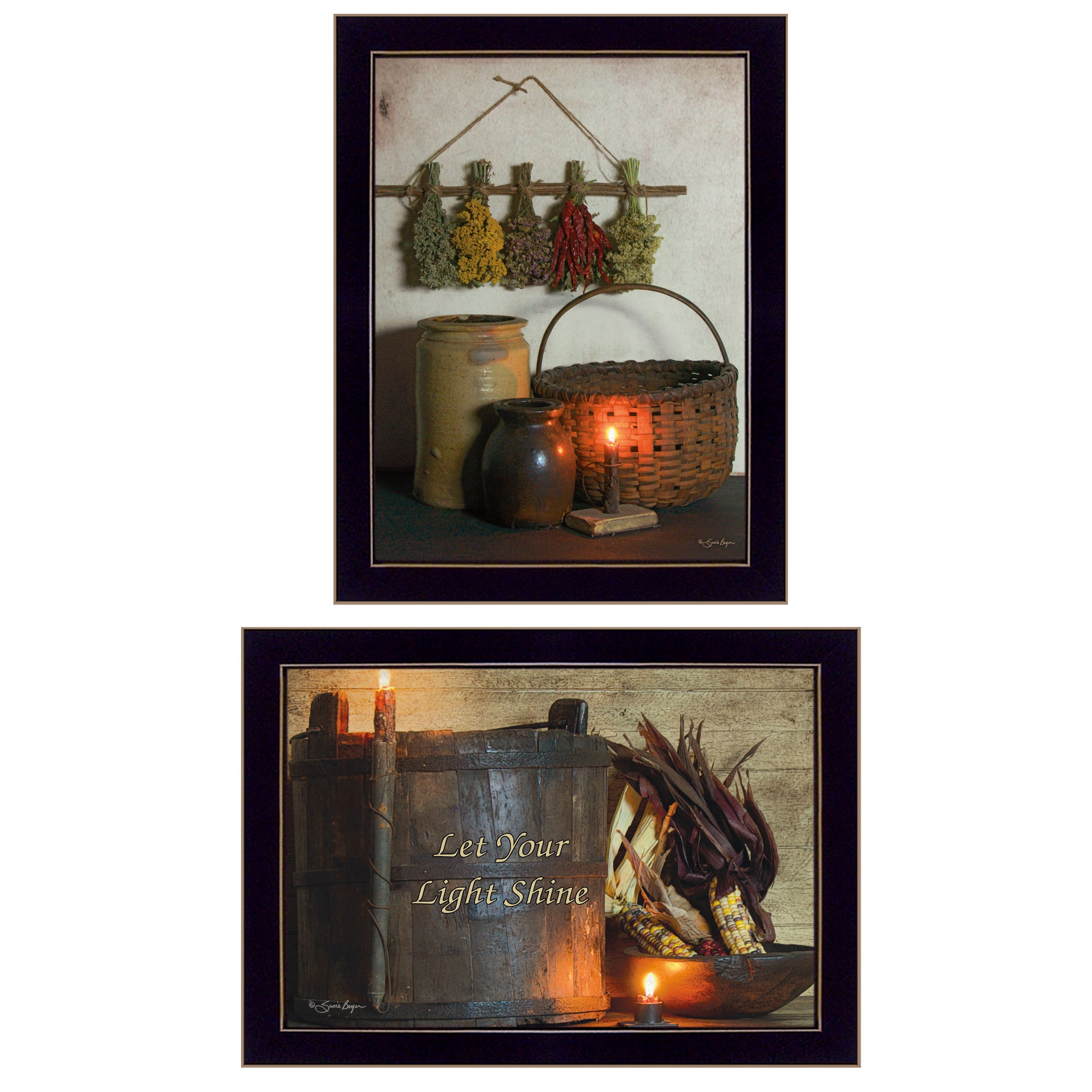 "Let Your Light Shine" 2-Piece Vignette By Susie Boyer, Ready to Hang Framed Print, Black Frame--1