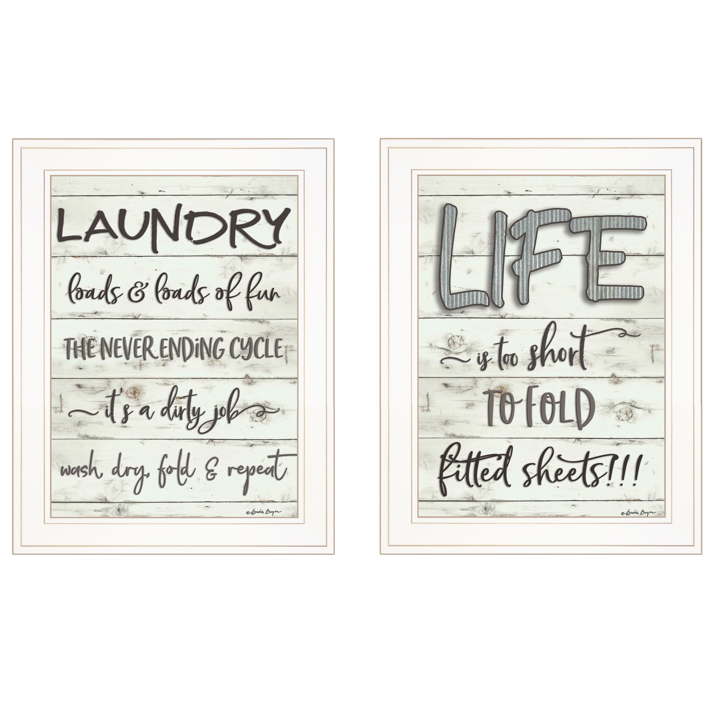 "Loads of Fun" 2-Piece Vignette By Susie Boyer, Ready to Hang Framed Print, White Frame--1