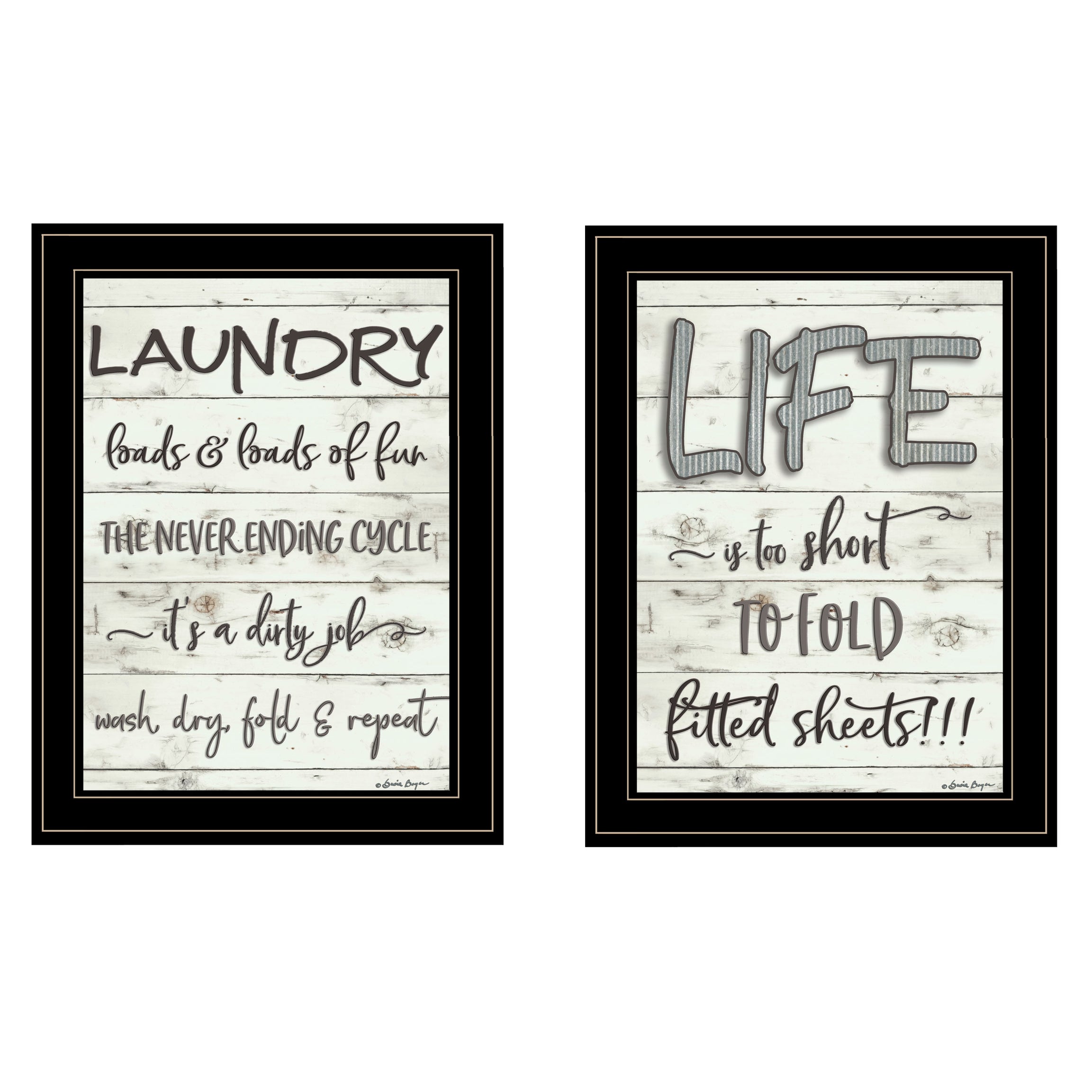 "Loads of Fun" 2-Piece Vignette By Susie Boyer, Ready to Hang Framed Print, Black Frame--1