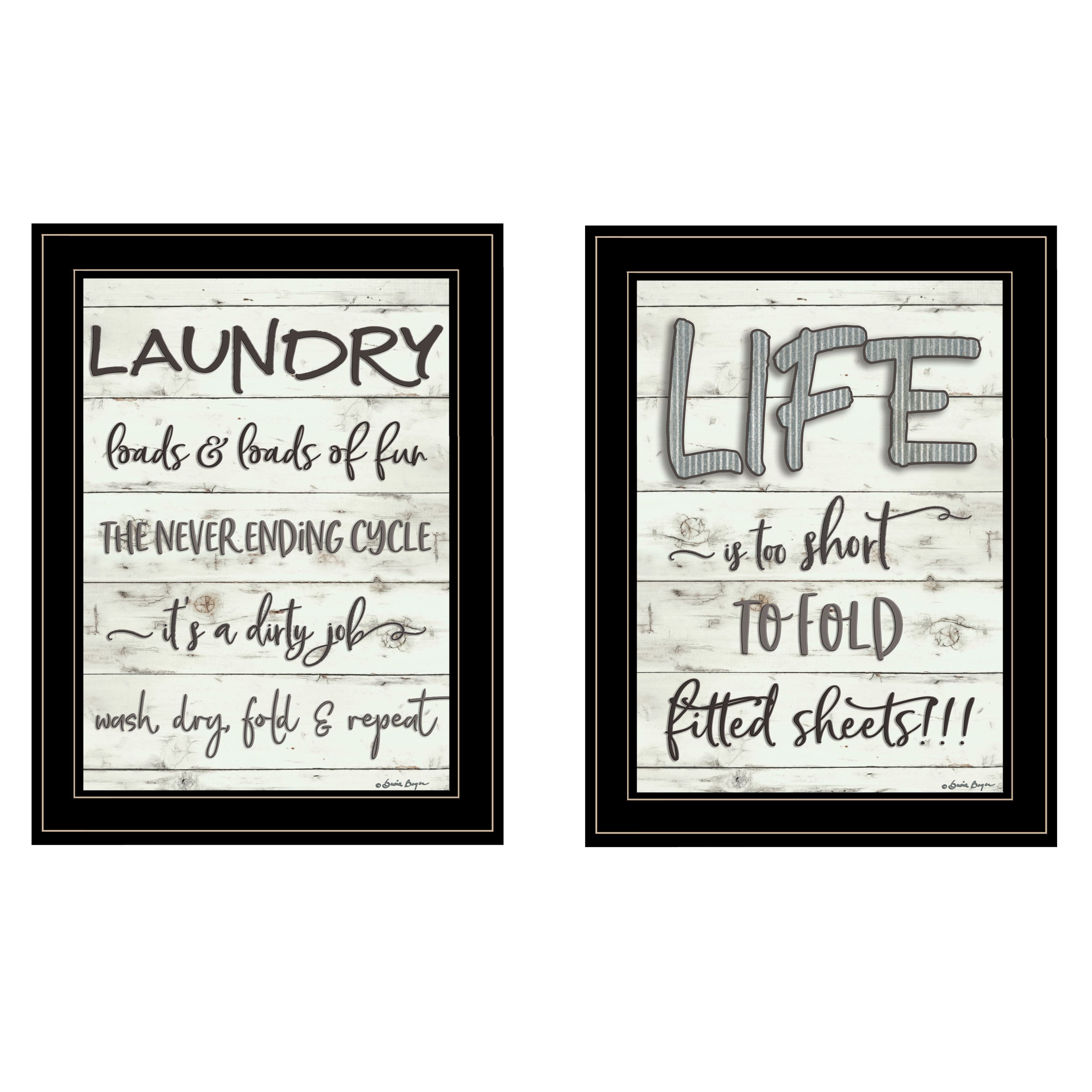 "Loads of Fun" 2-Piece Vignette By Susie Boyer, Ready to Hang Framed Print, Black Frame--1