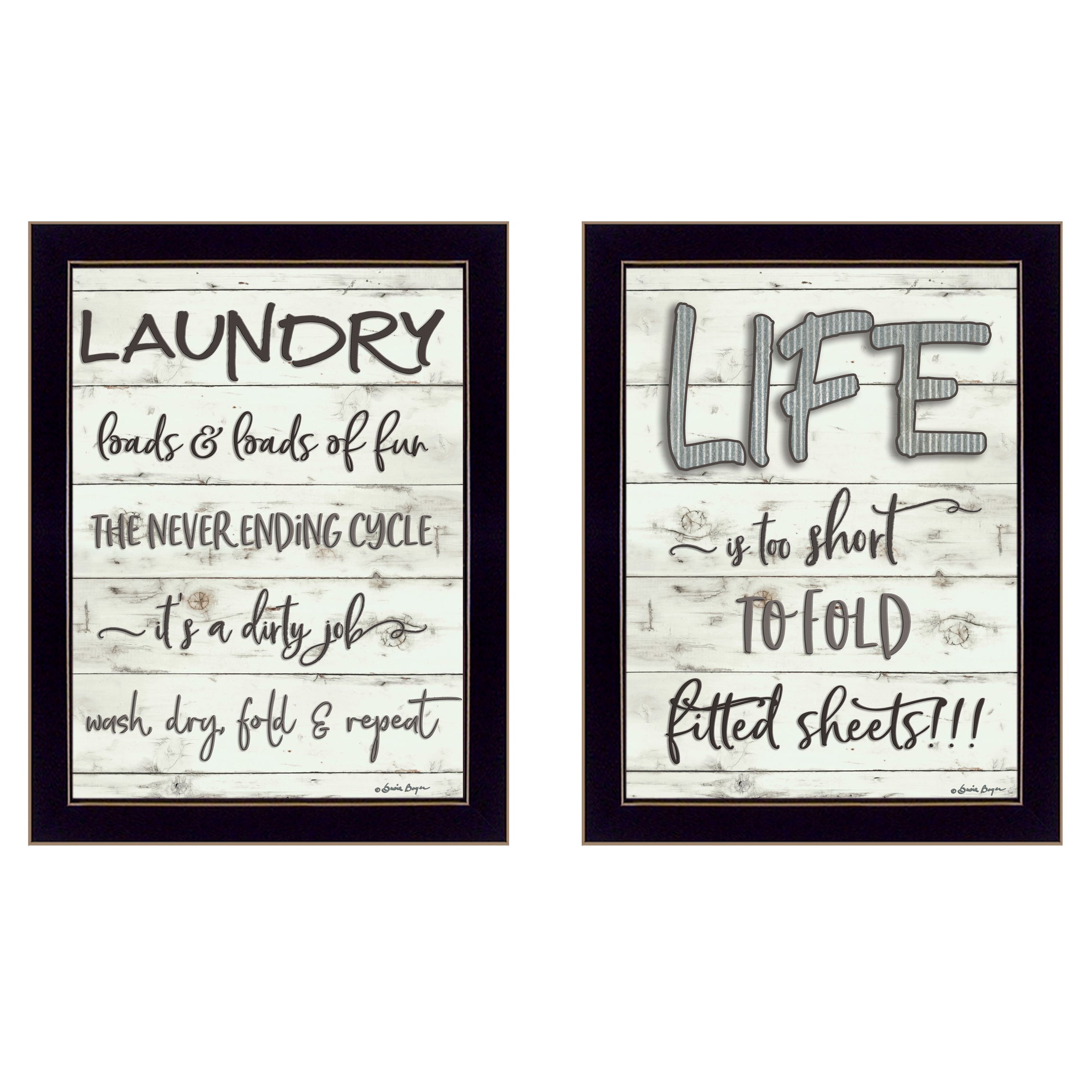 "Loads of Fun" 2-Piece Vignette By Susie Boyer, Ready to Hang Framed Print, Black Frame--1