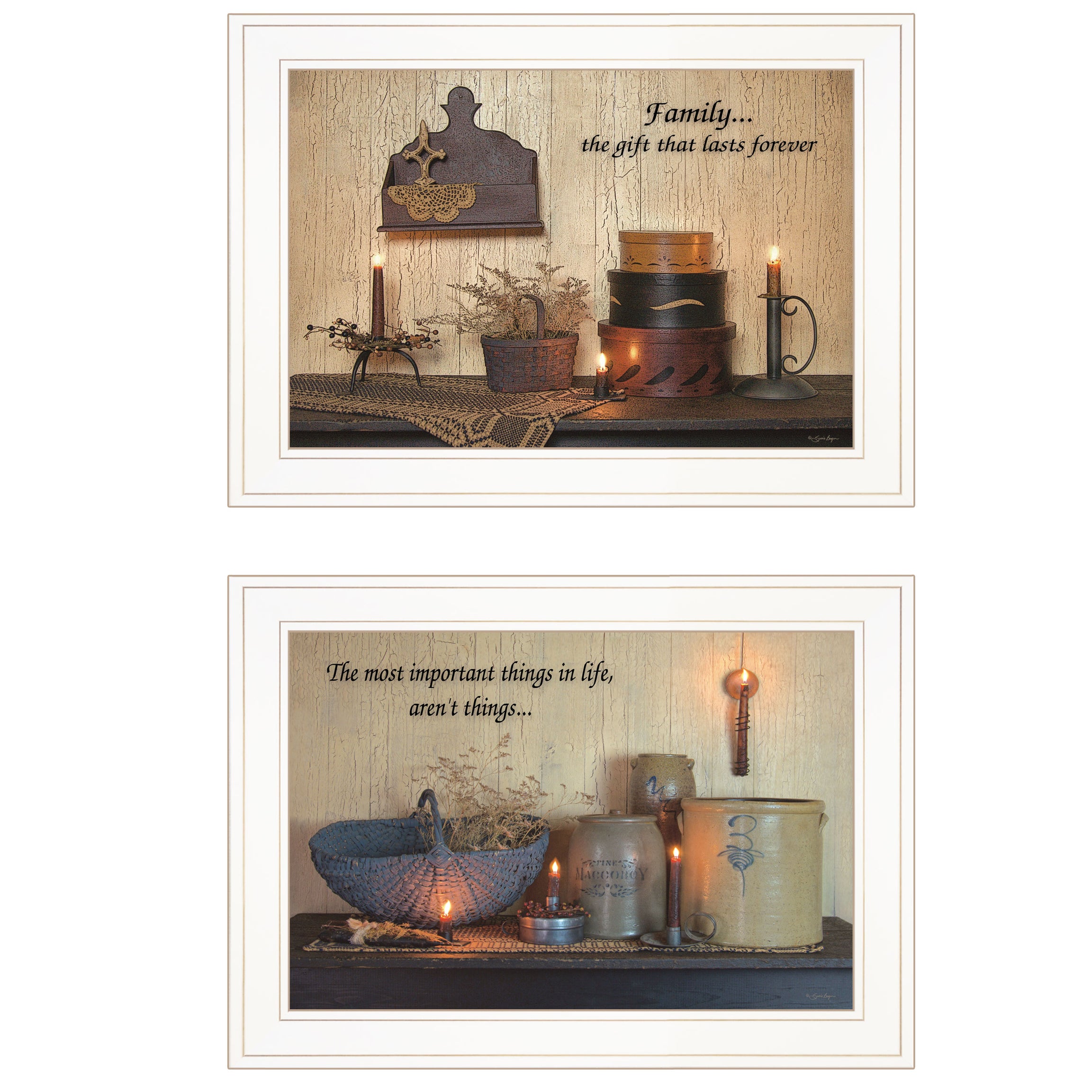 "Family Forever" 2-Piece Vignette By Susie Boyer, Ready to Hang Framed Print, White Frame--1