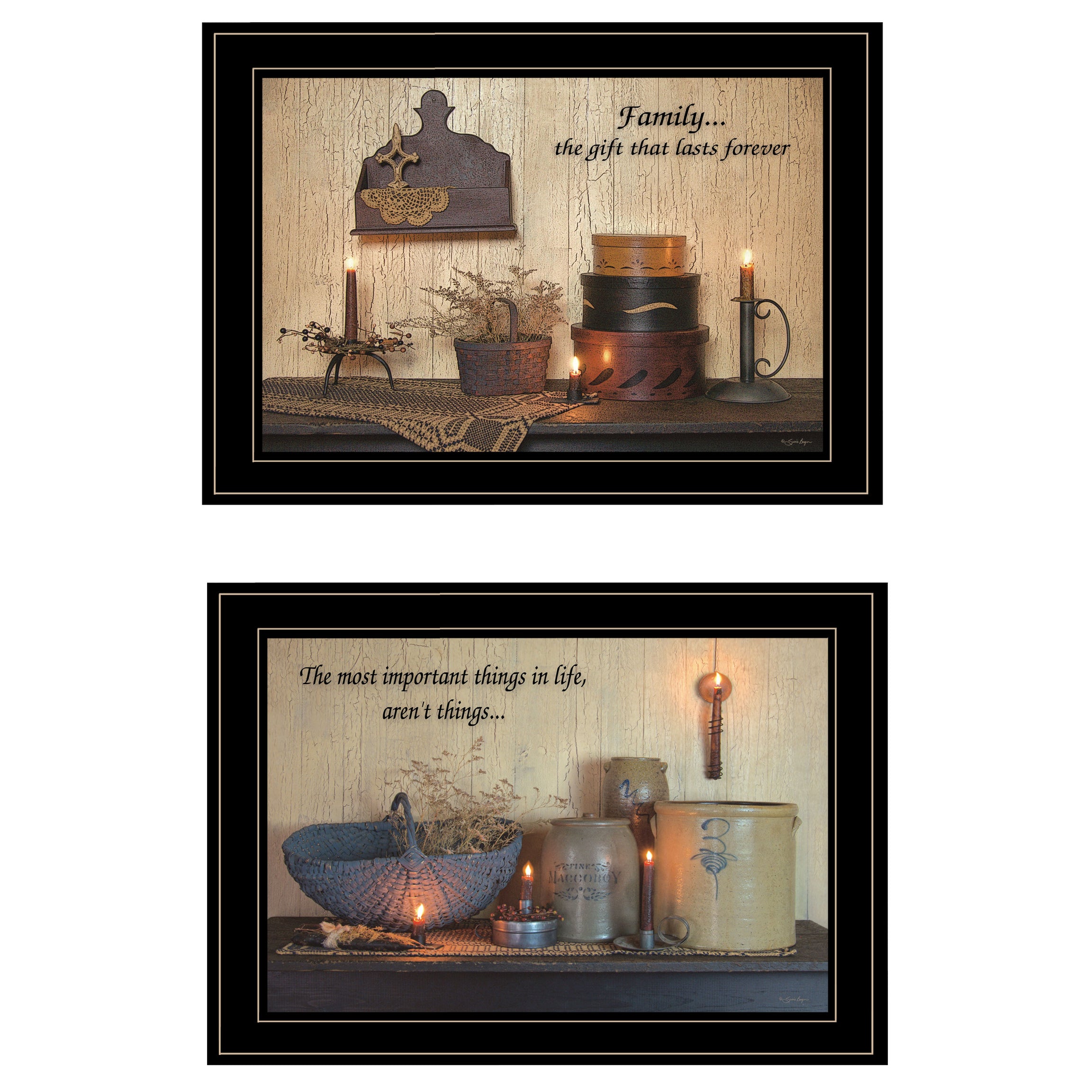 "Family Forever" 2-Piece Vignette By Susie Boyer, Ready to Hang Framed Print, Black Frame--1