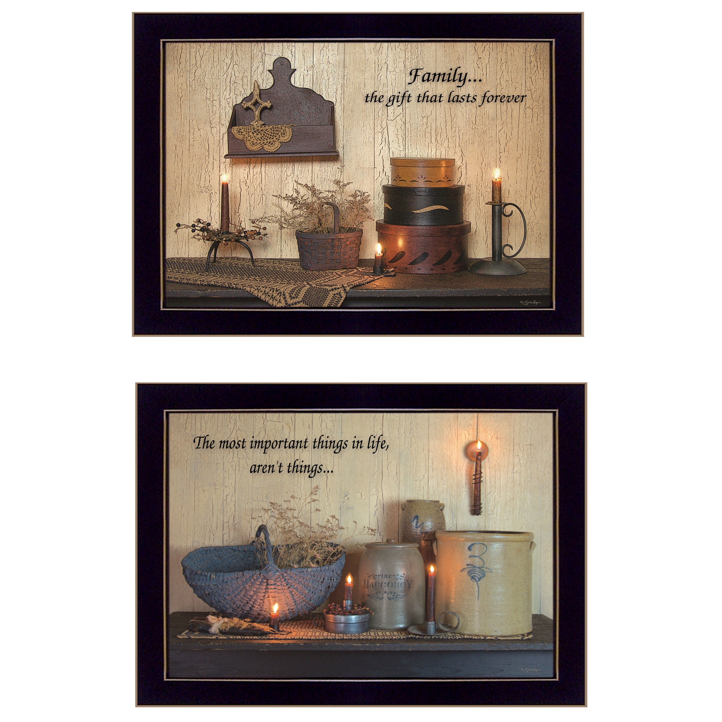 "Family Forever" 2-Piece Vignette By Susie Boyer, Ready to Hang Framed Print, Black Frame--1