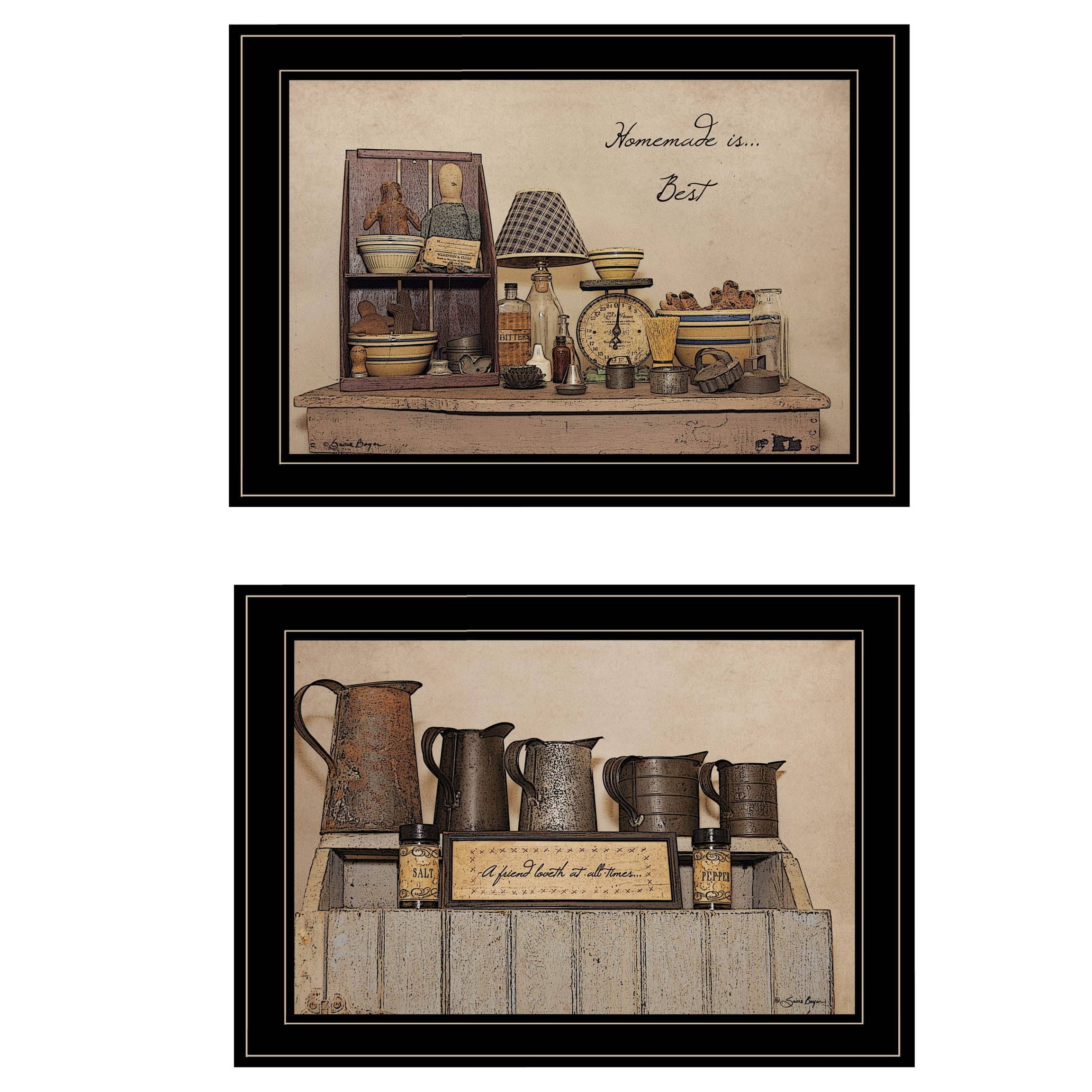 "Homemade is Best" 2-Piece Vignette By Susie Boyer, Ready to Hang Framed Print, Black Frame--1