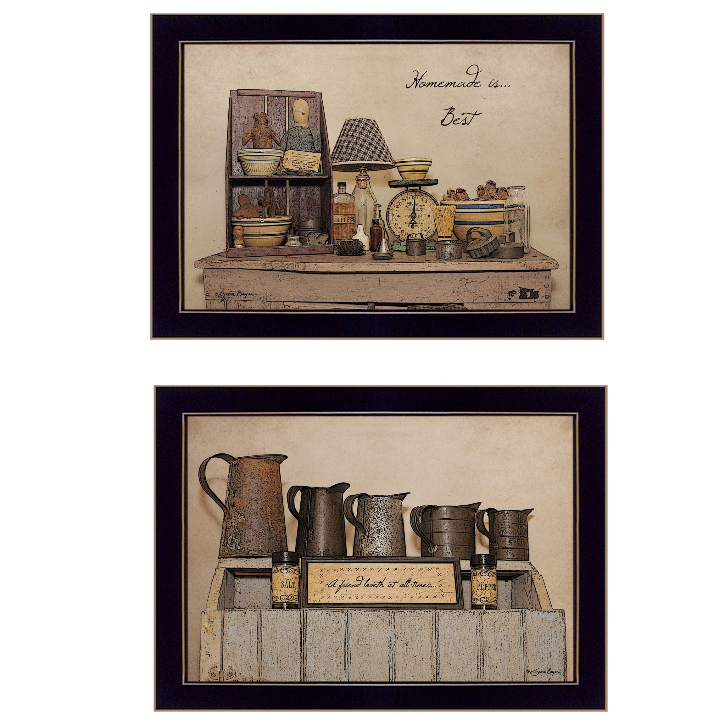 "Homemade is Best" 2-Piece Vignette By Susie Boyer, Ready to Hang Framed Print, Black Frame--1