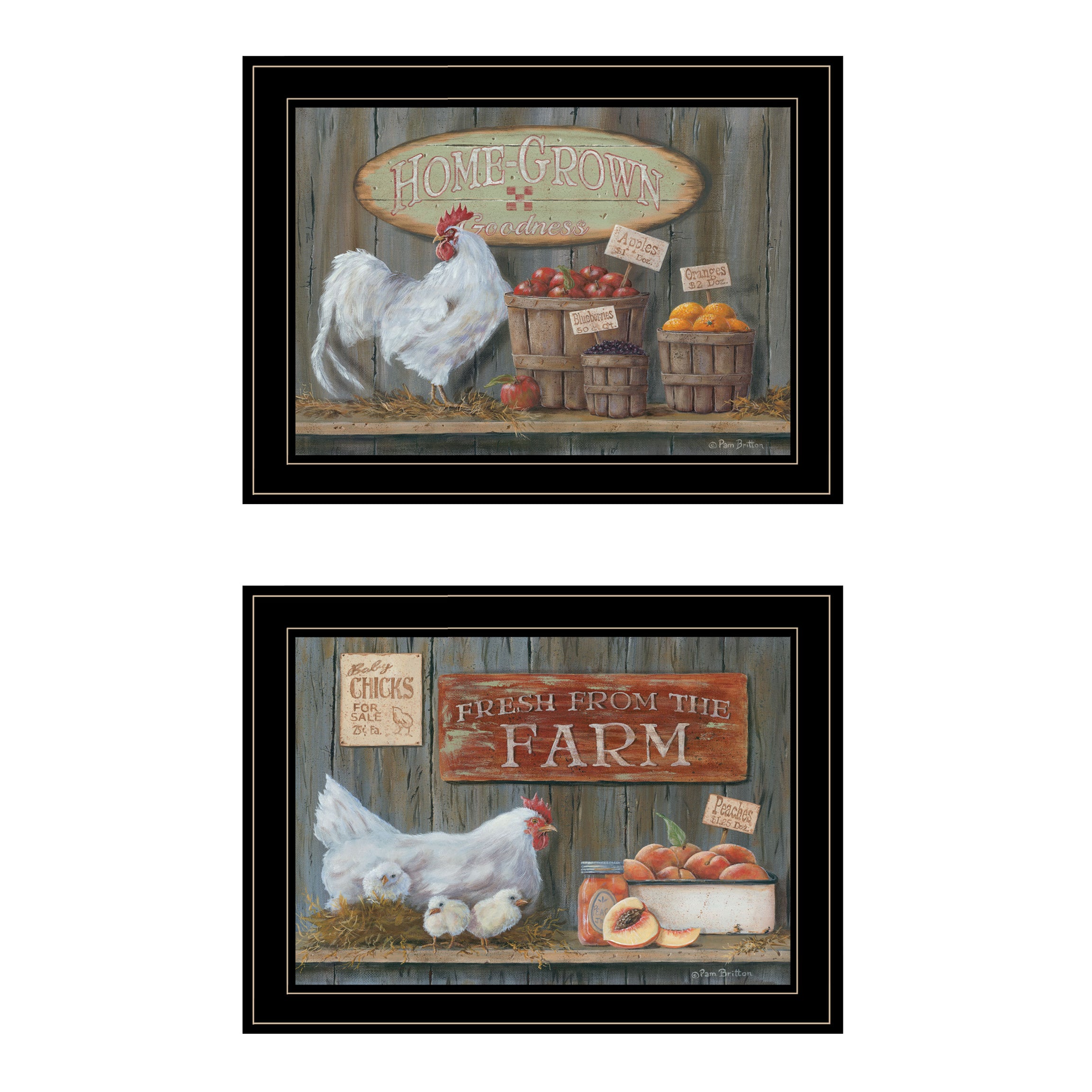 "Home Grown" 2-Piece Vignette By Pam Britton, Ready to Hang Framed Print, Black Frame--1