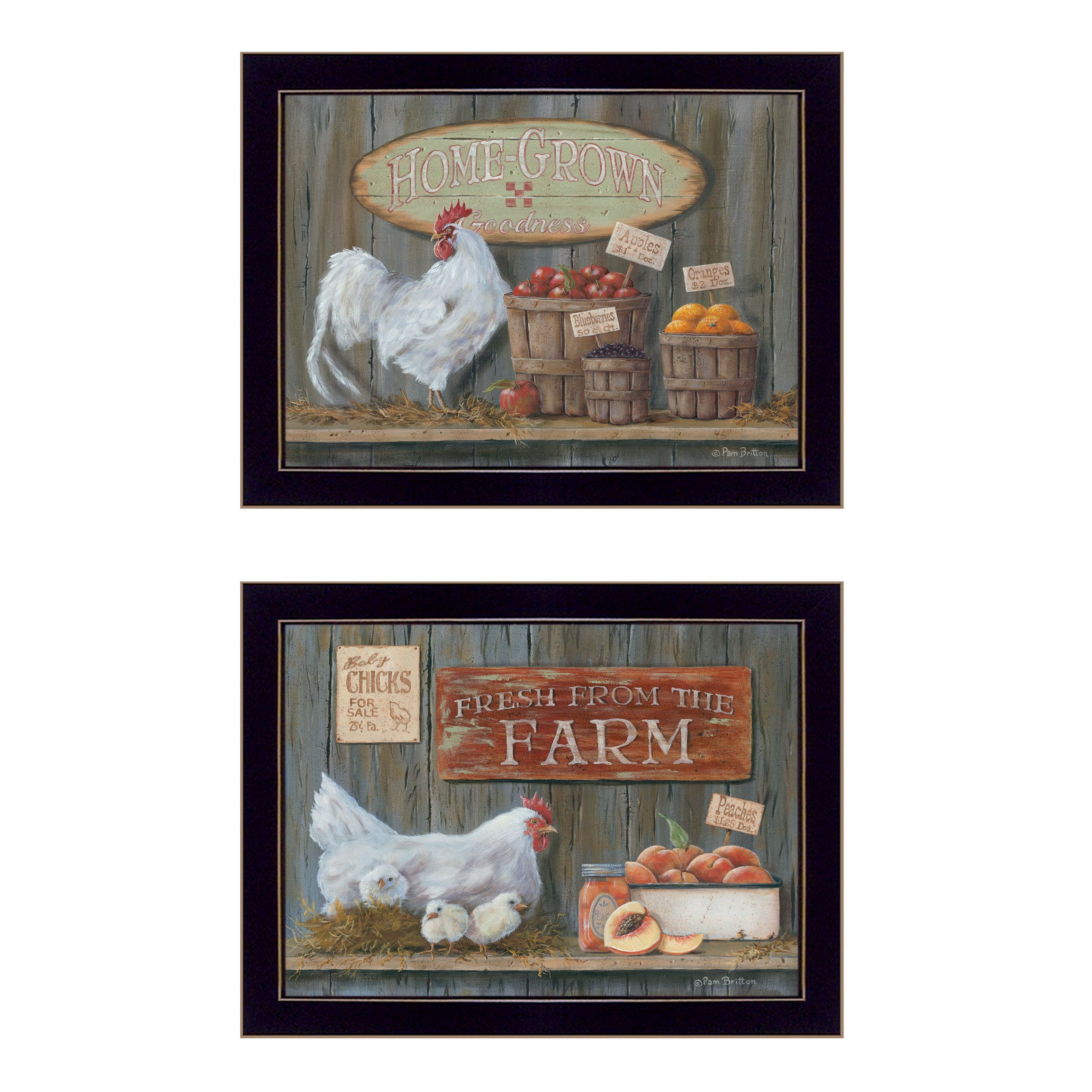 "Home Grown" 2-Piece Vignette By Pam Britton, Ready to Hang Framed Print, Black Frame--1